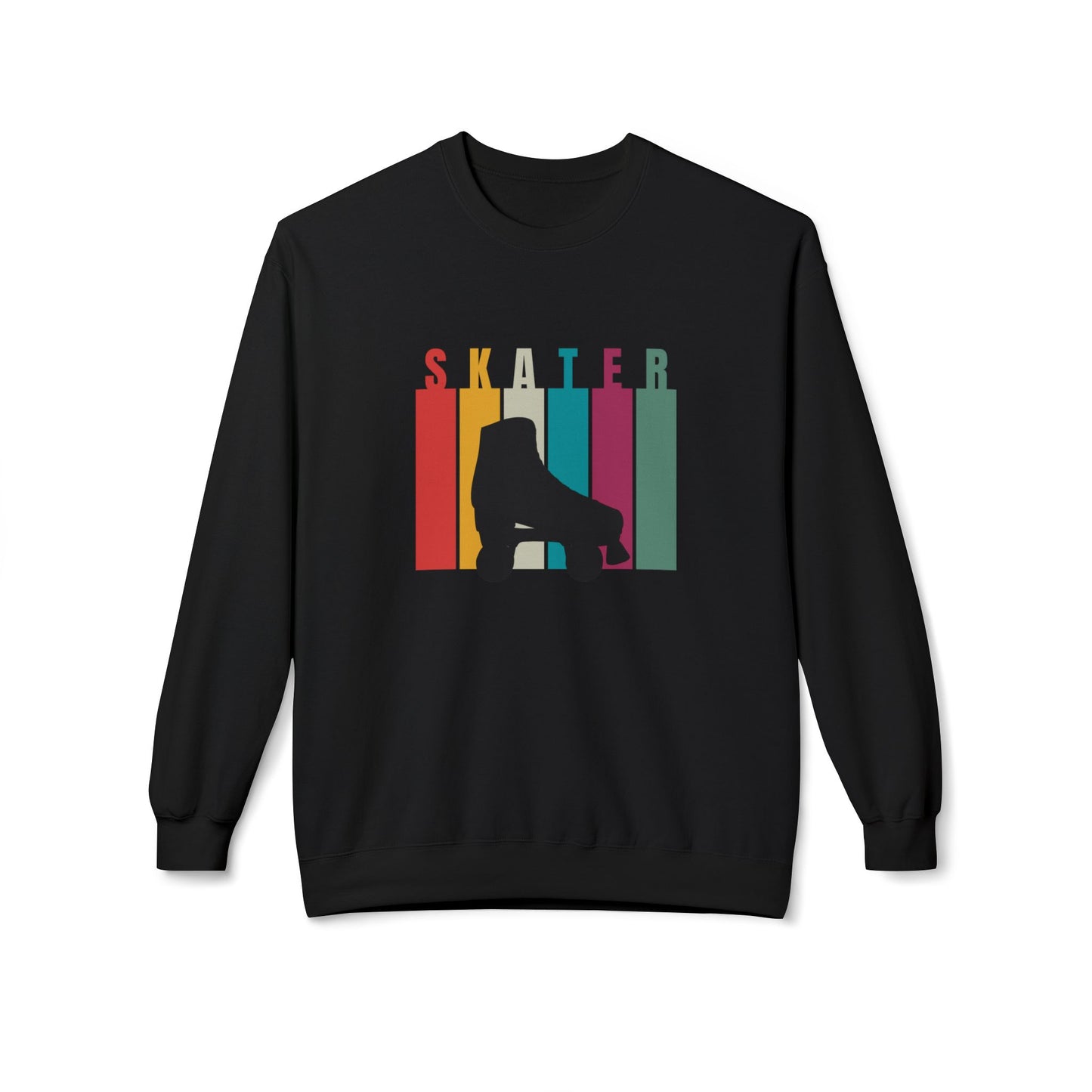 Sweatshirt - Rainbow Stripe Skater Unisex Fleece Crewneck Sweatshirt - Skate of Matter LLC