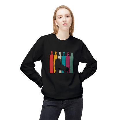 Sweatshirt - Rainbow Stripe Skater Unisex Fleece Crewneck Sweatshirt - Skate of Matter LLC