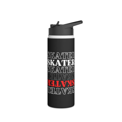 Drinkware - Red Statement Skater Stainless Steel Water Bottle - Skate of Matter LLC