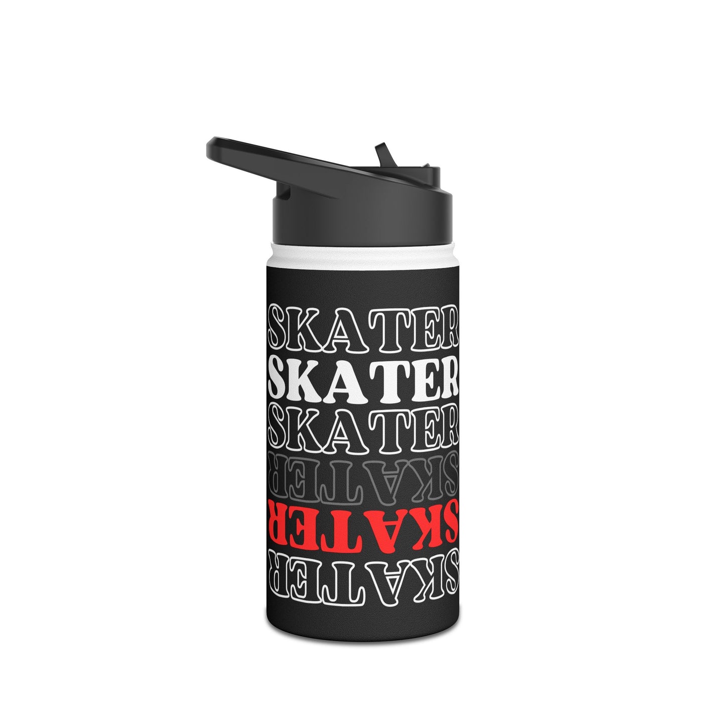 Drinkware - Red Statement Skater Stainless Steel Water Bottle - Skate of Matter LLC