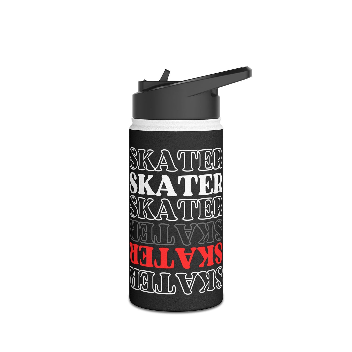 Drinkware - Red Statement Skater Stainless Steel Water Bottle - Skate of Matter LLC