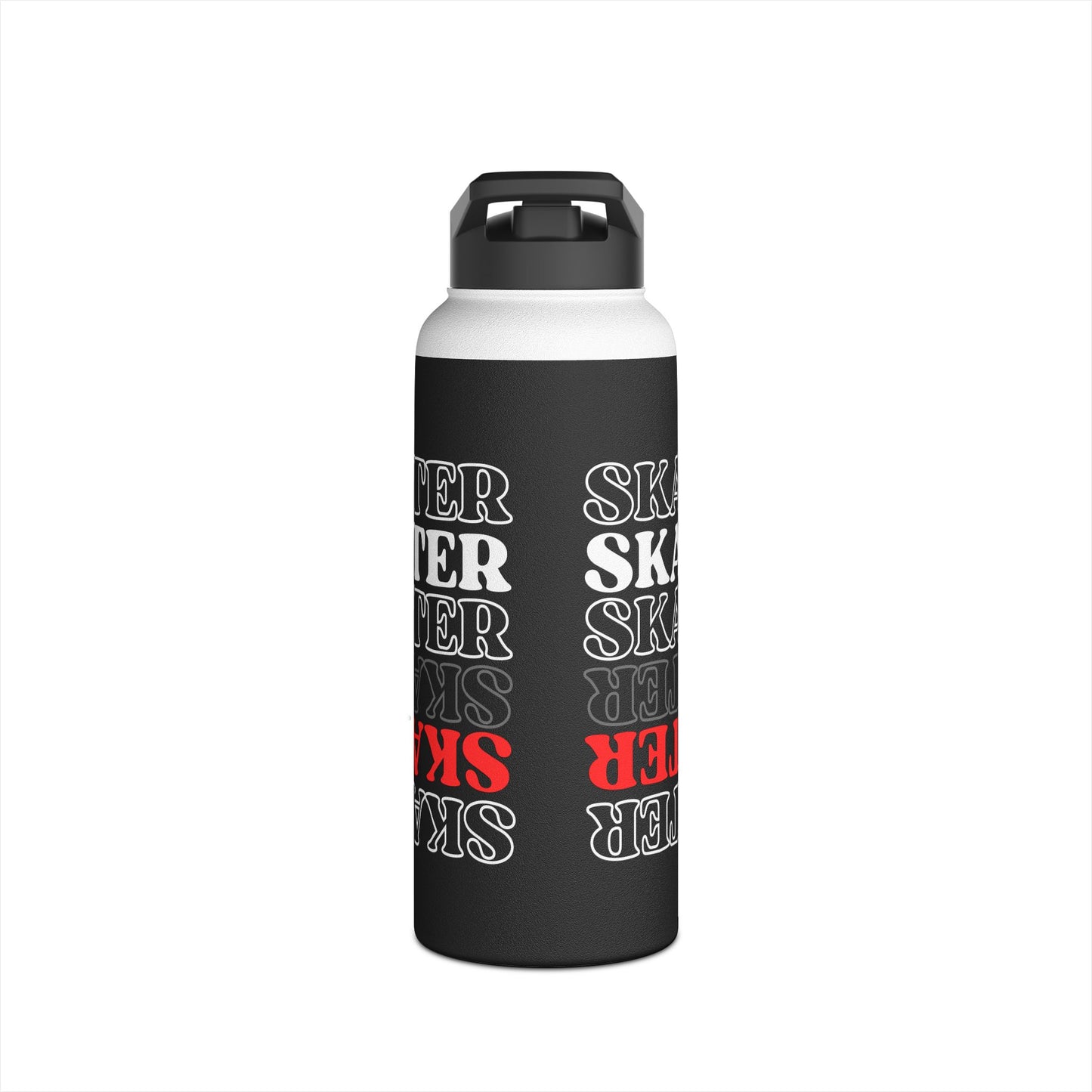 Drinkware - Red Statement Skater Stainless Steel Water Bottle - Skate of Matter LLC