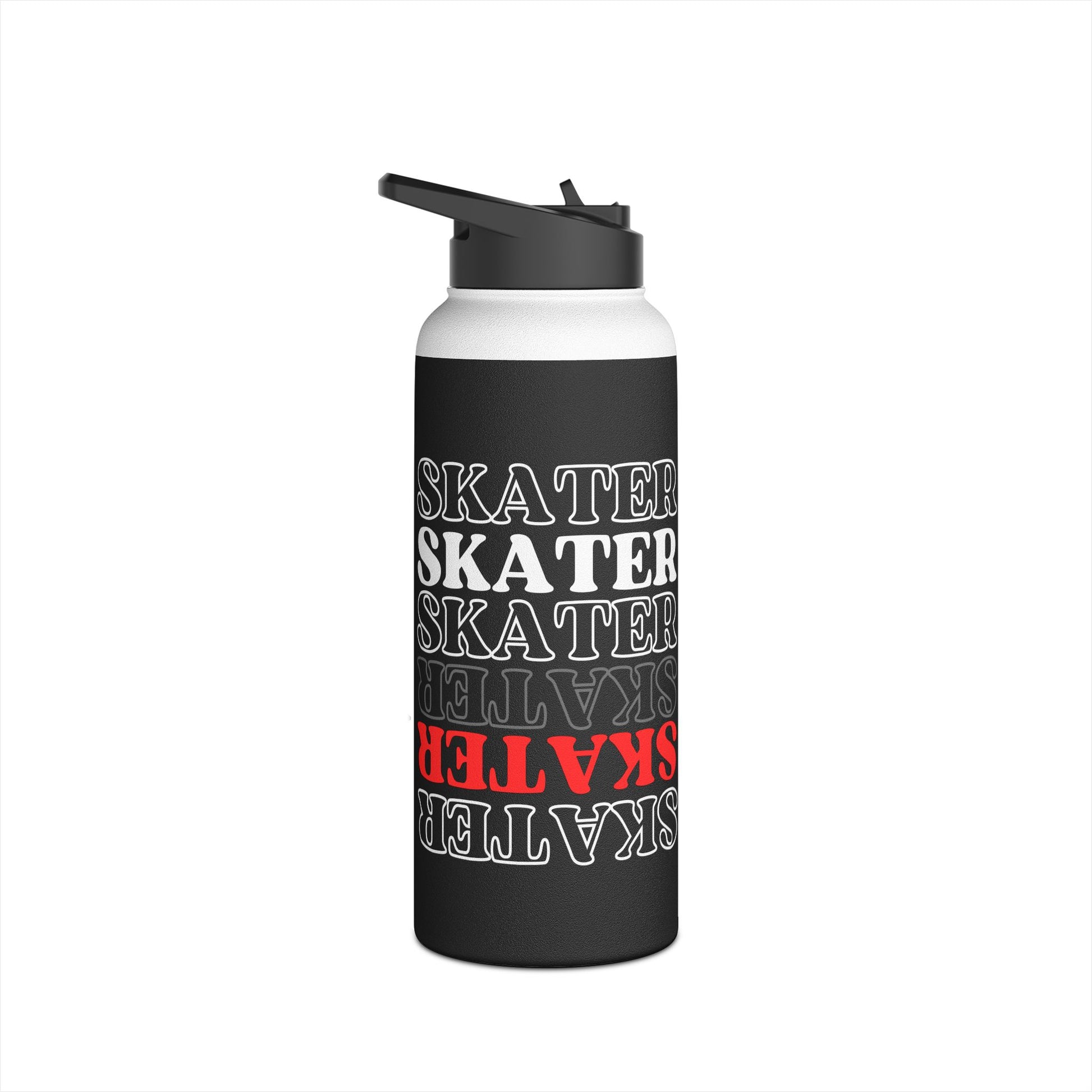 Drinkware - Red Statement Skater Stainless Steel Water Bottle - Skate of Matter LLC