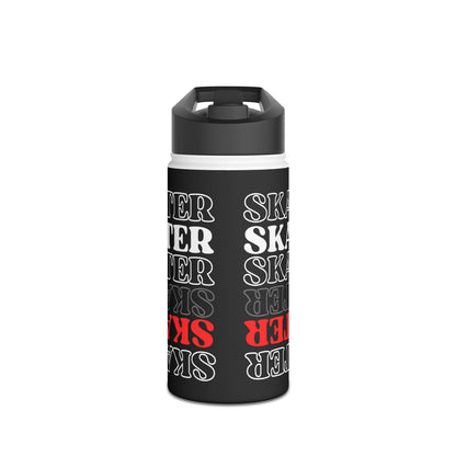 Drinkware - Red Statement Skater Stainless Steel Water Bottle - Skate of Matter LLC