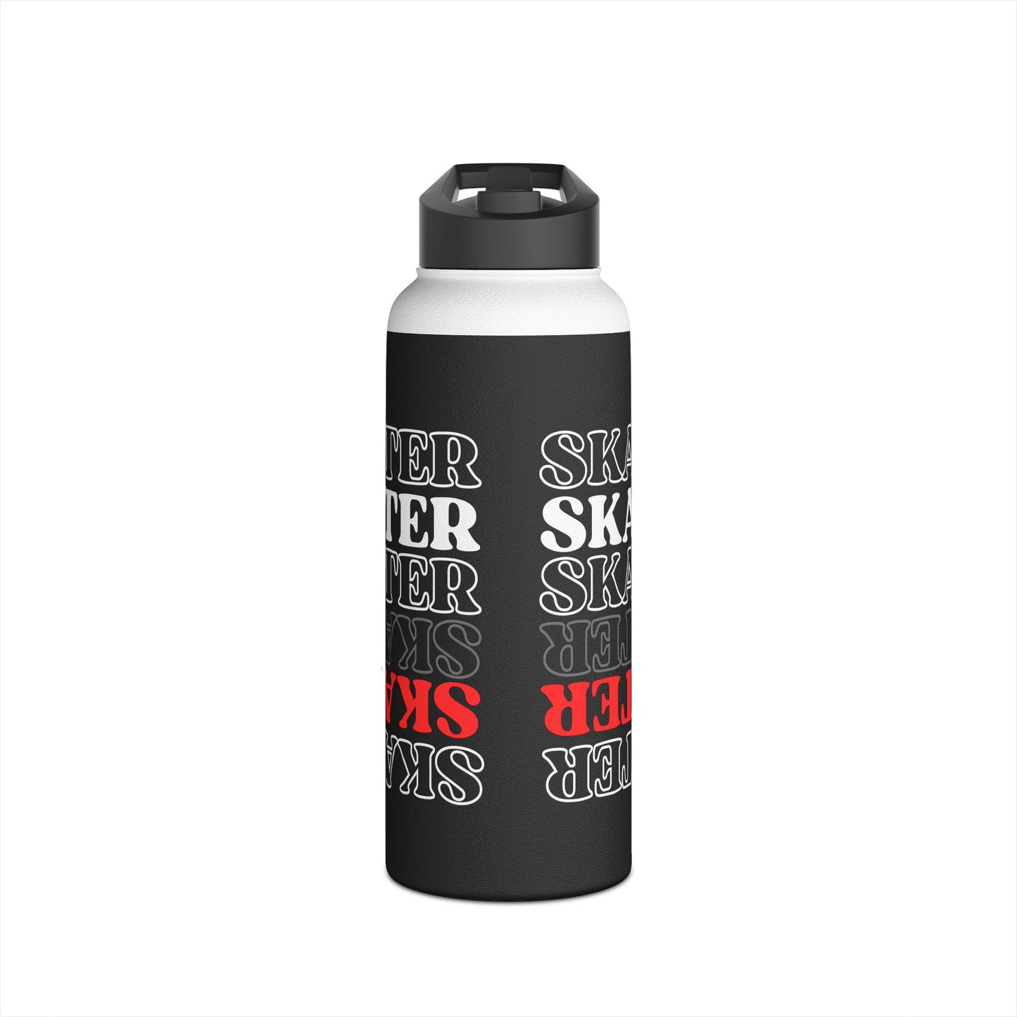 Drinkware - Red Statement Skater Stainless Steel Water Bottle - Skate of Matter LLC