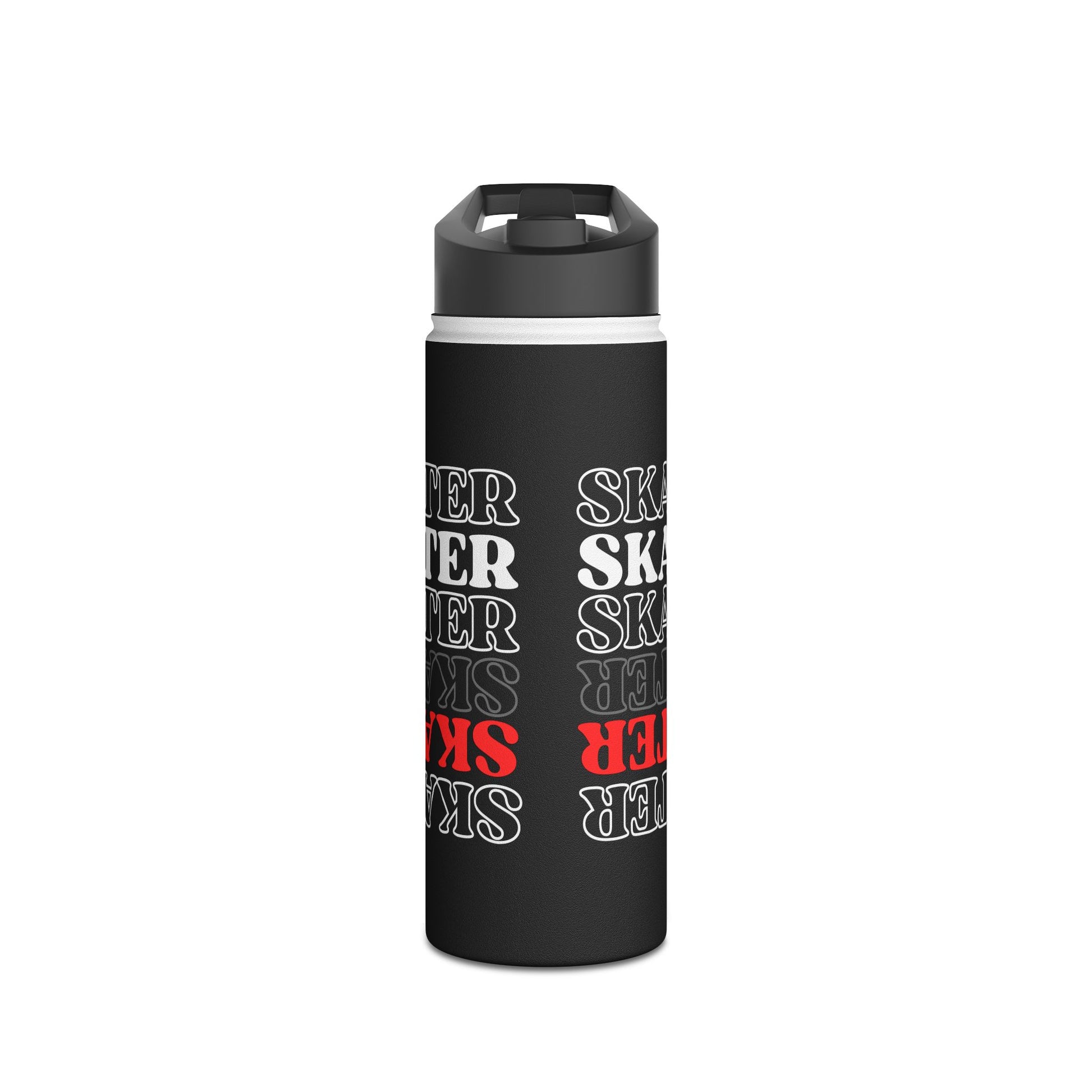 Drinkware - Red Statement Skater Stainless Steel Water Bottle - Skate of Matter LLC