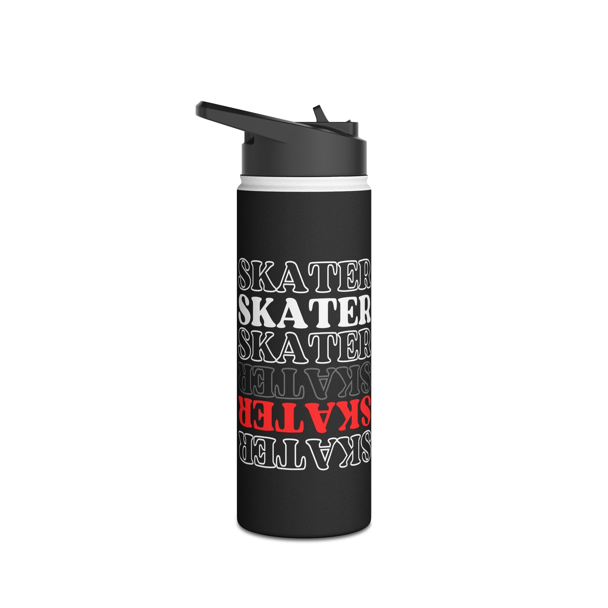 Drinkware - Red Statement Skater Stainless Steel Water Bottle - Skate of Matter LLC