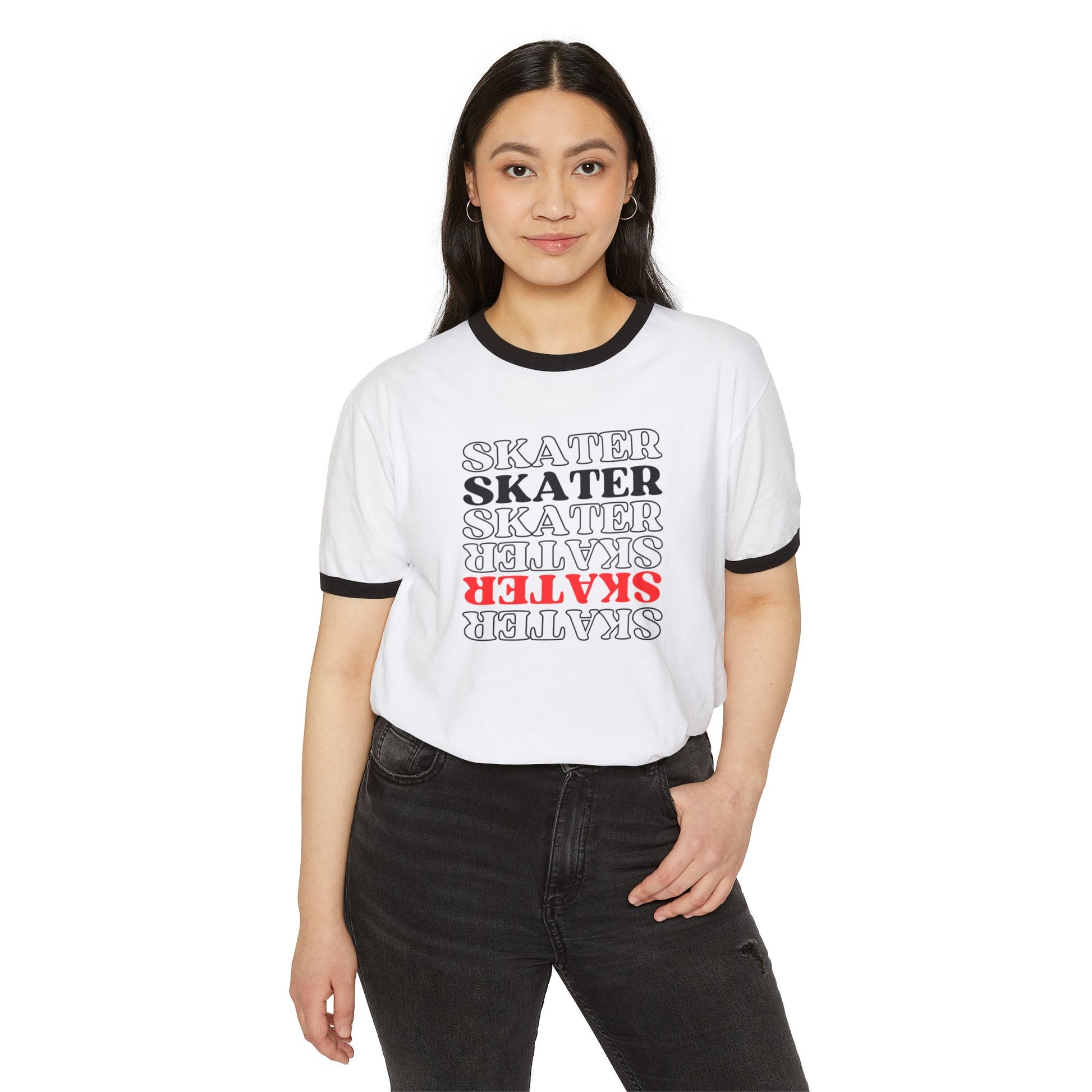 T-Shirt - Red Statement Skater Unisex Cotton Ringer T-Shirt - Skate of Matter LLC