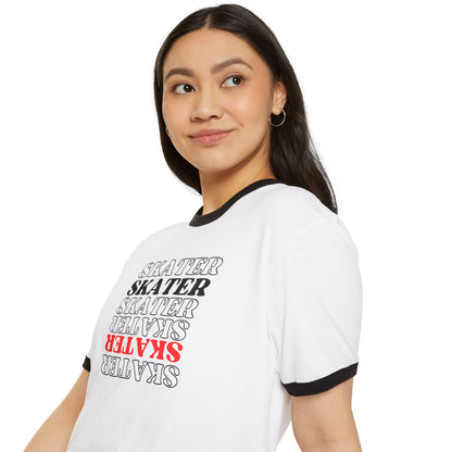 T-Shirt - Red Statement Skater Unisex Cotton Ringer T-Shirt - Skate of Matter LLC