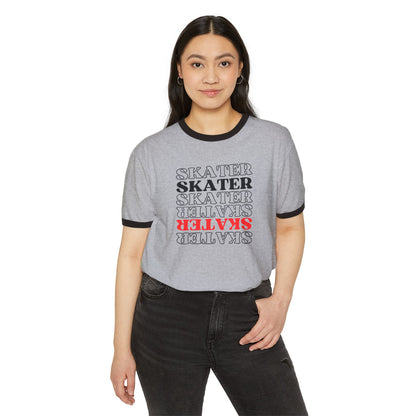 T-Shirt - Red Statement Skater Unisex Cotton Ringer T-Shirt - Skate of Matter LLC