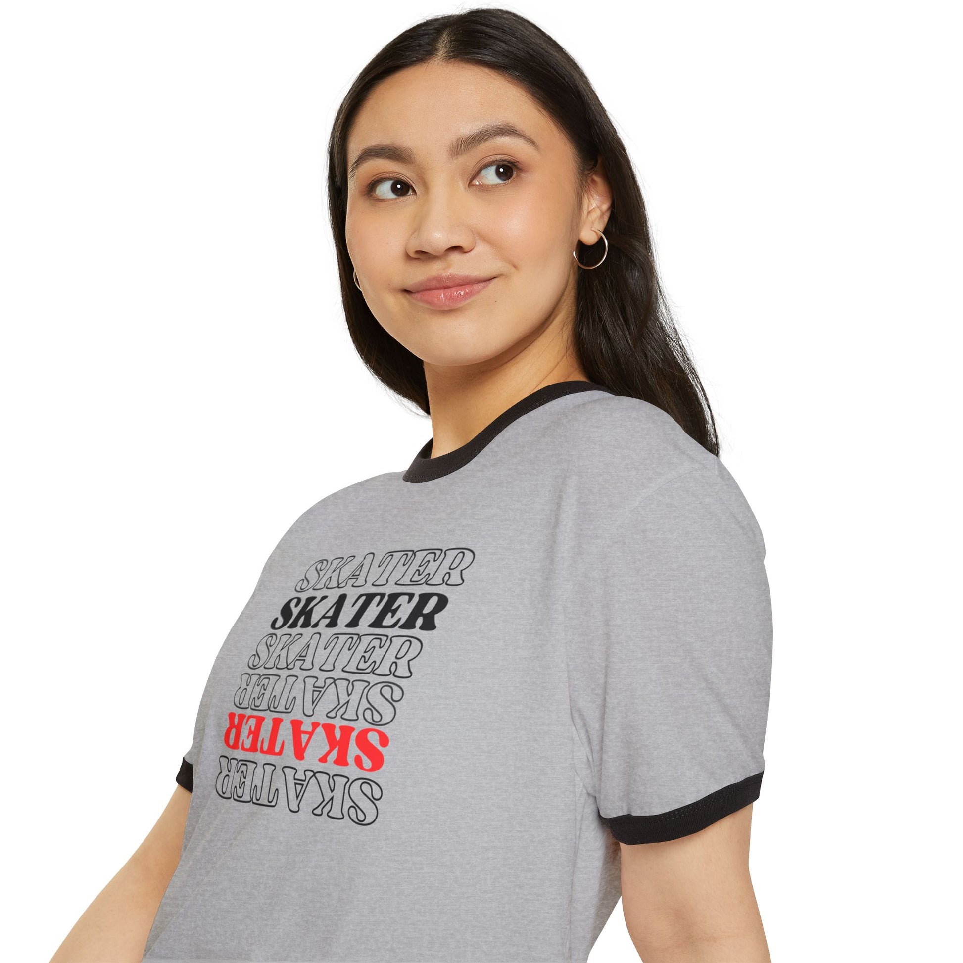 T-Shirt - Red Statement Skater Unisex Cotton Ringer T-Shirt - Skate of Matter LLC