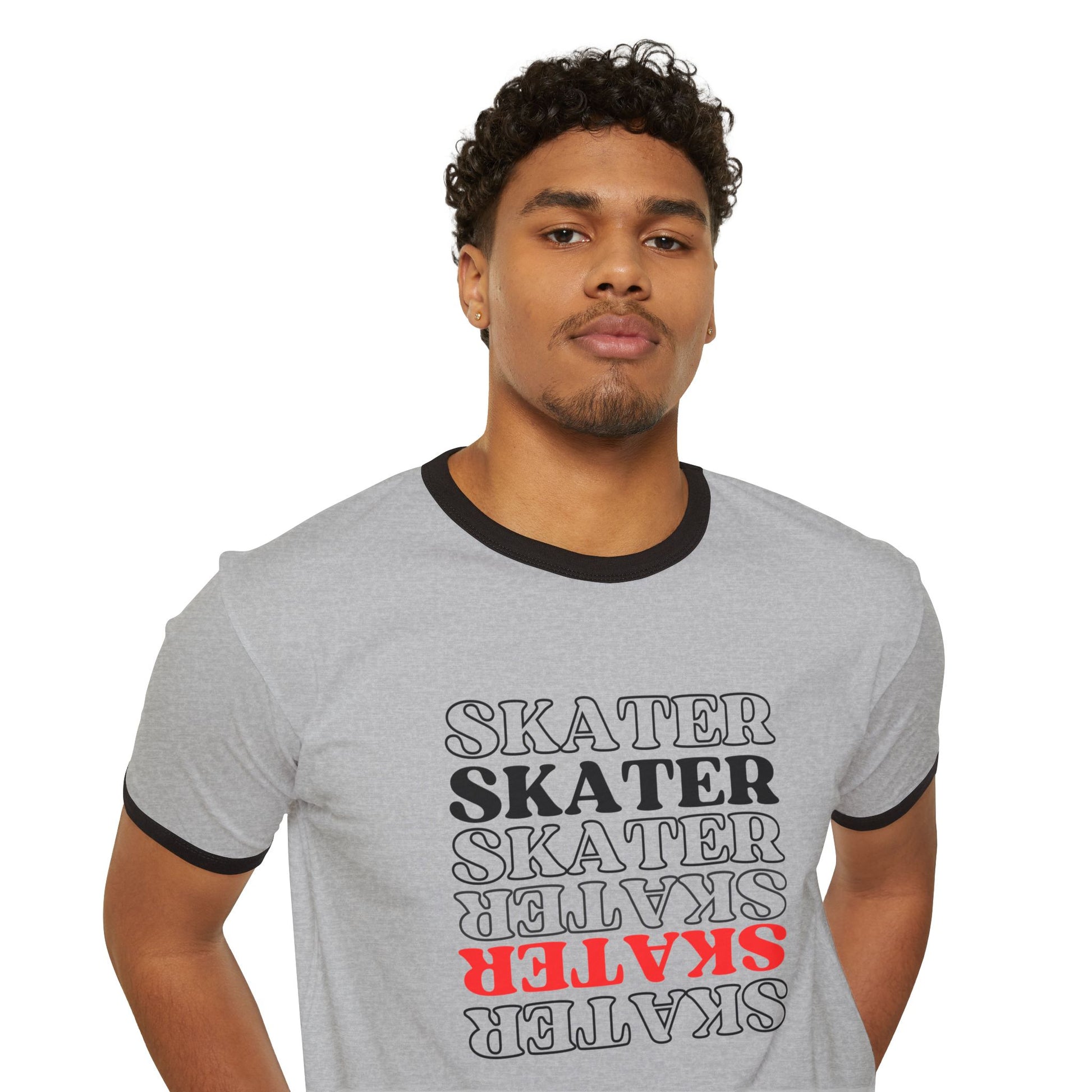 T-Shirt - Red Statement Skater Unisex Cotton Ringer T-Shirt - Skate of Matter LLC