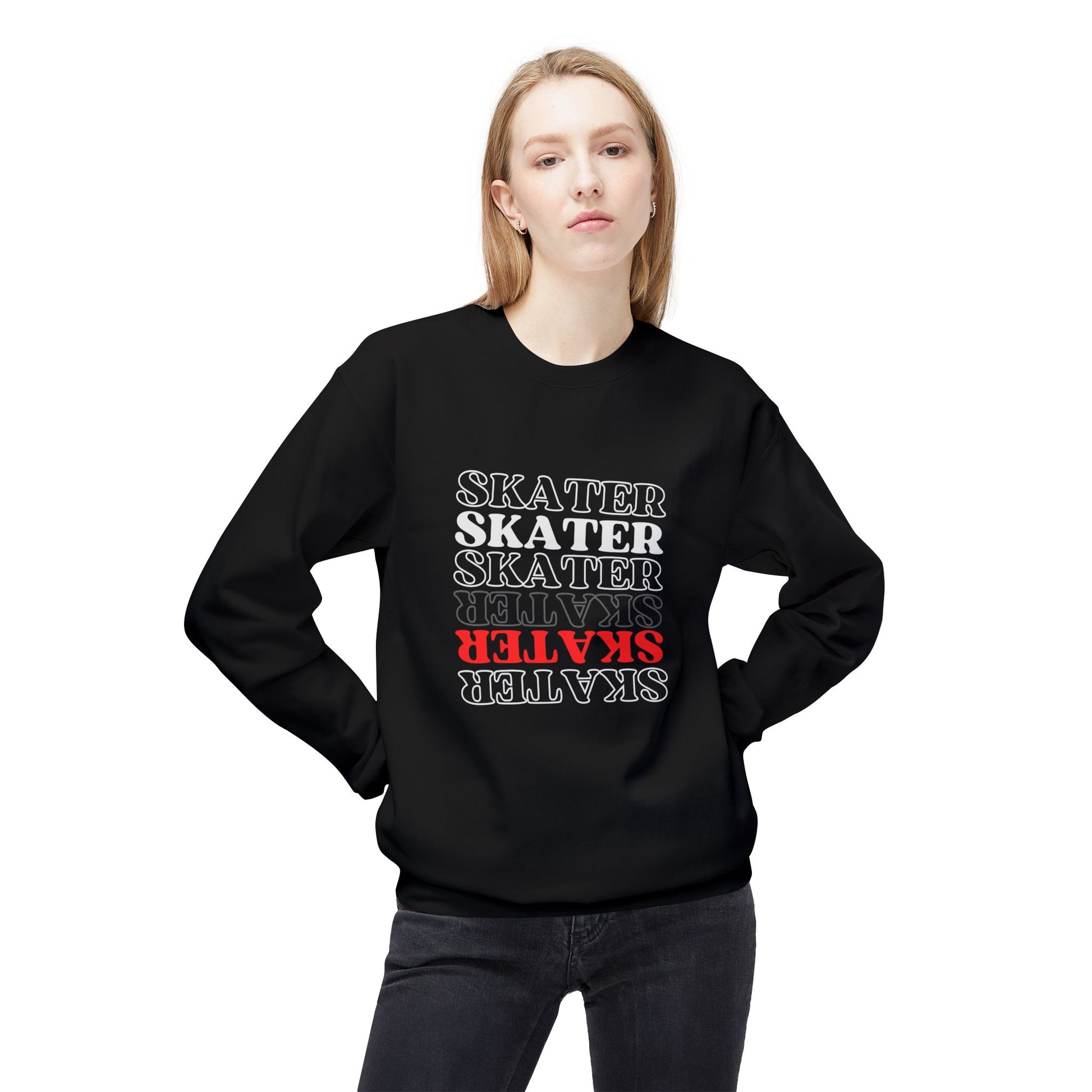 Sweatshirt - Red Statement Skater Unisex Fleece Crewneck Sweatshirt - Skate of Matter LLC