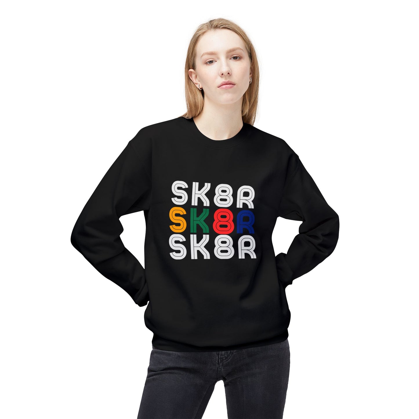 Sweatshirt - Retro Skater Unisex Fleece Crewneck Sweatshirt - Skate of Matter LLC