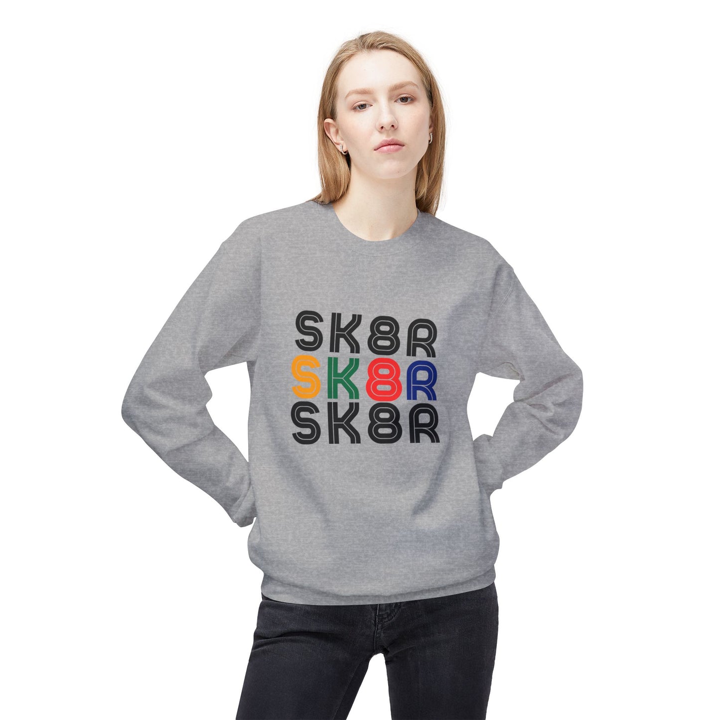 Sweatshirt - Retro Skater Unisex Fleece Crewneck Sweatshirt - Skate of Matter LLC