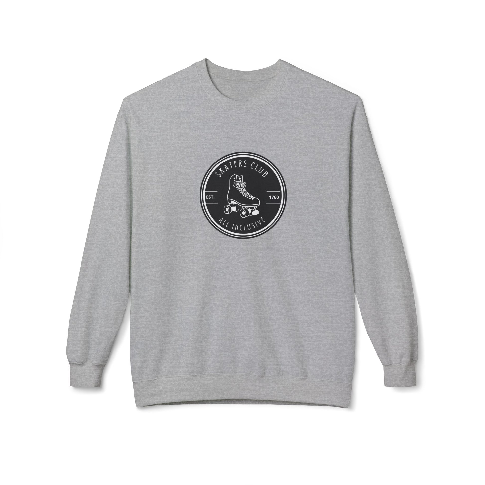 Sweatshirt - Round Black Skaters Club Unisex Fleece Crewneck Sweatshirt - Skate of Matter LLC