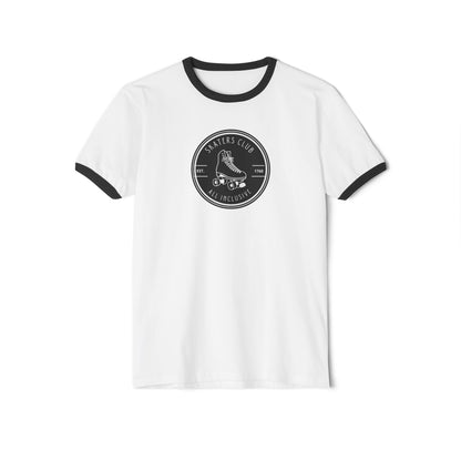 T-Shirt - Round Black White Skaters Club Unisex Cotton Ringer T-Shirt - Skate of Matter LLC