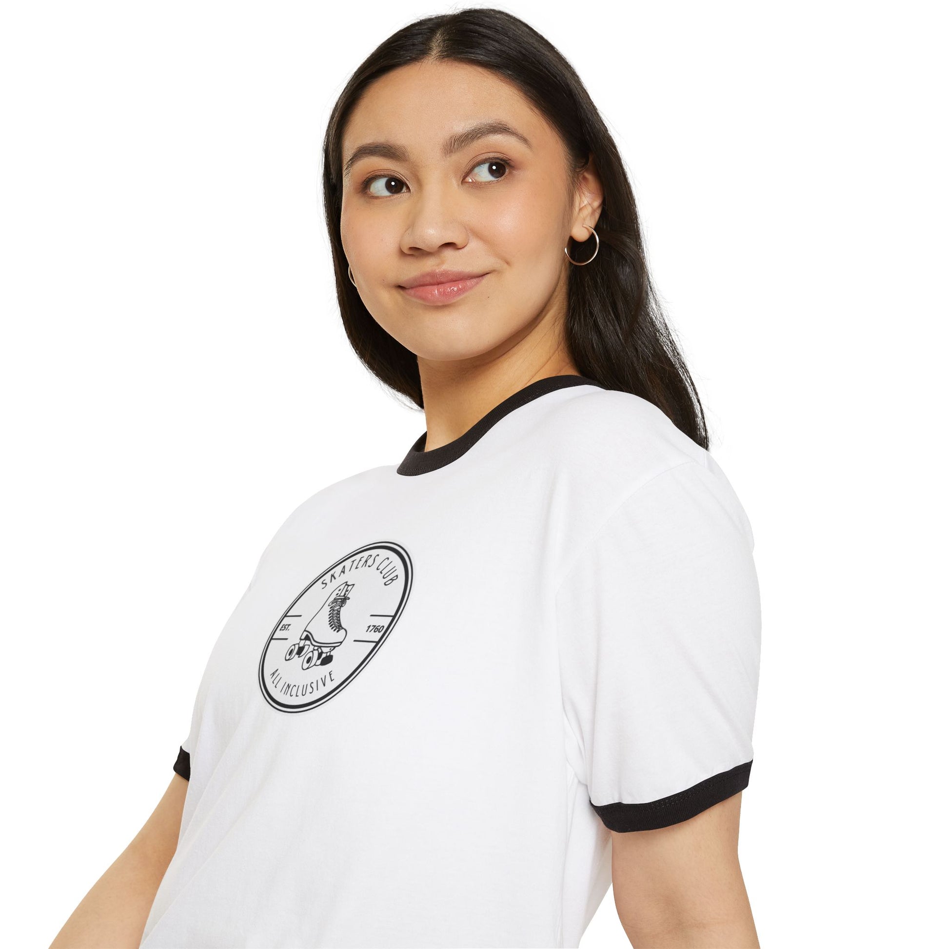 T-Shirt - Round White Skaters Club Unisex Cotton Ringer T-Shirt - Skate of Matter LLC