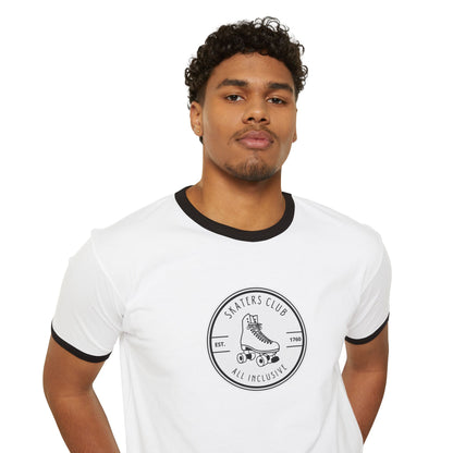 T-Shirt - Round White Skaters Club Unisex Cotton Ringer T-Shirt - Skate of Matter LLC