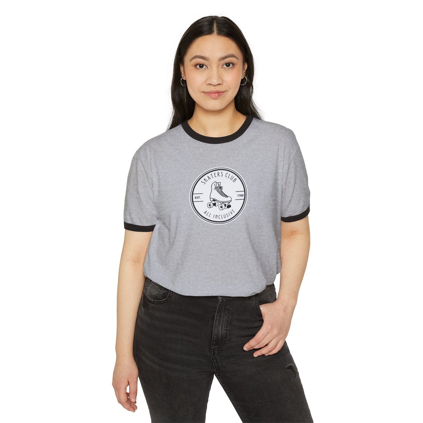 T-Shirt - Round White Skaters Club Unisex Cotton Ringer T-Shirt - Skate of Matter LLC