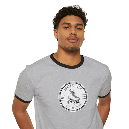 T-Shirt - Round White Skaters Club Unisex Cotton Ringer T-Shirt - Skate of Matter LLC