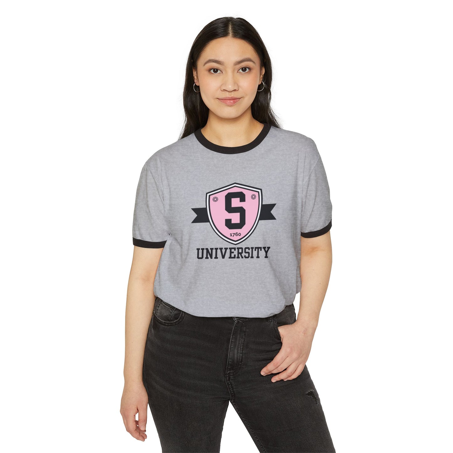 T-Shirt - Skater University Emblem Unisex Cotton Ringer T-Shirt - Skate of Matter LLC