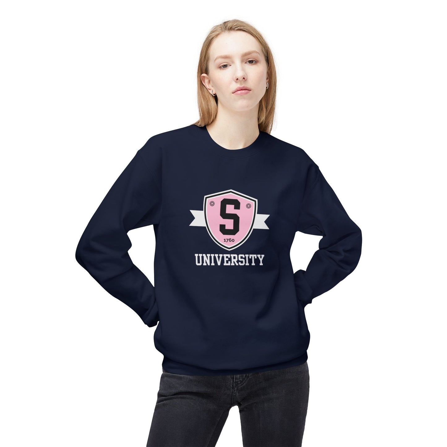 Sweatshirt - Skater University Emblem Unisex Fleece Crewneck Sweatshirt - Skate of Matter LLC