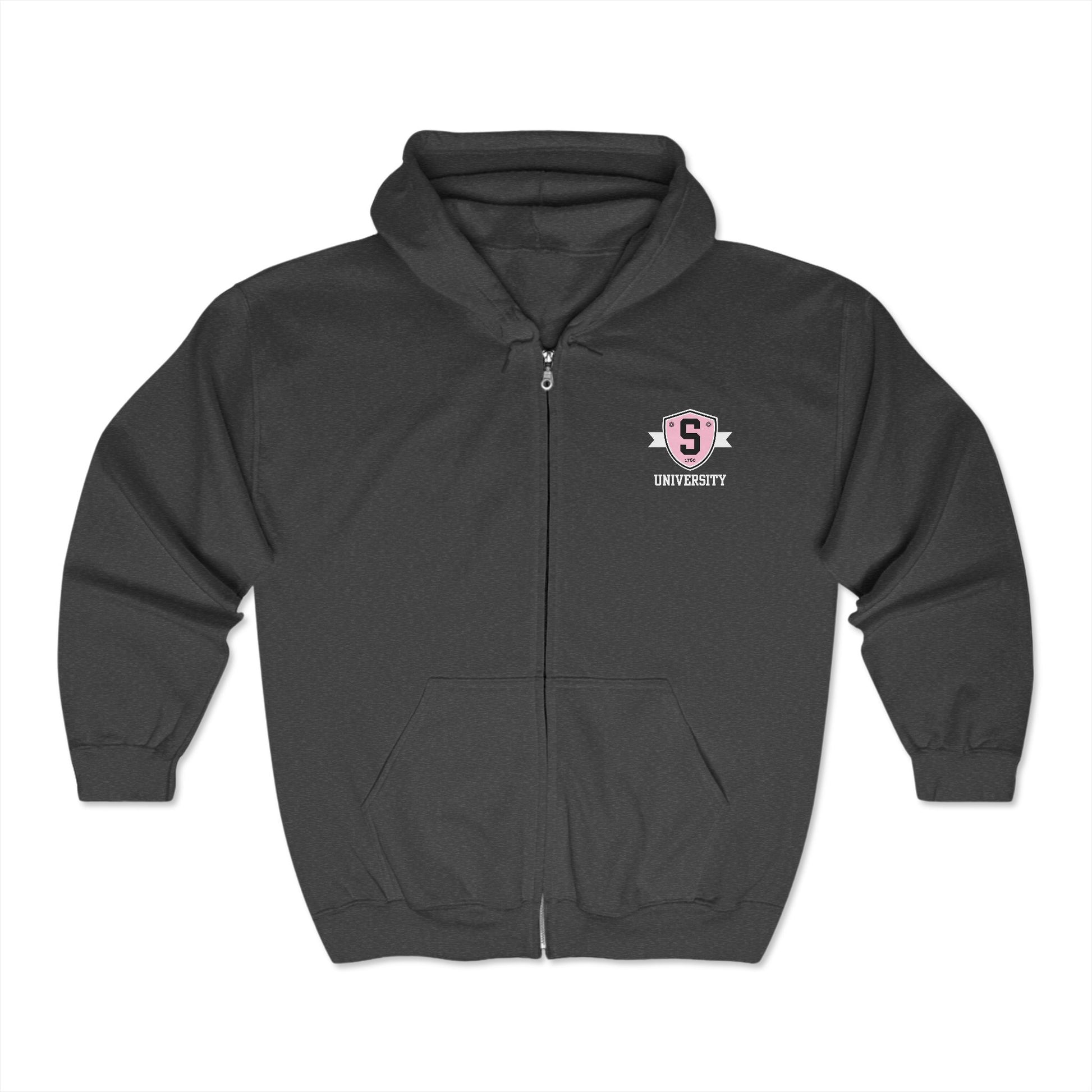 Hoodie - Skater University Emblem Unisex Zip Hooded Sweatshirt - Skate of Matter LLC