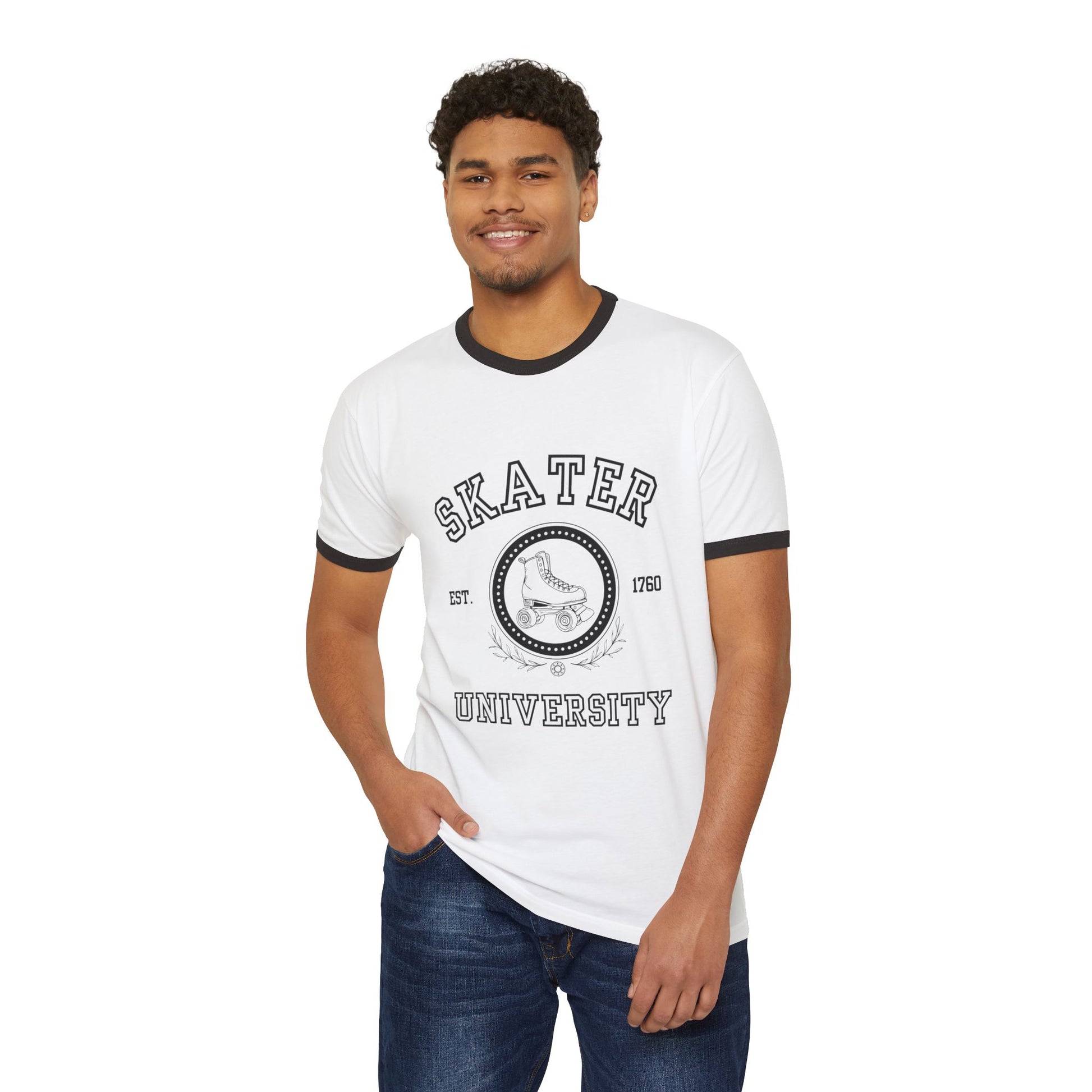 T-Shirt - Skater University Unisex Cotton Ringer T-Shirt - Skate of Matter LLC