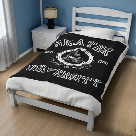 Bedding - Skater University Velveteen Plush Blanket - Skate of Matter LLC