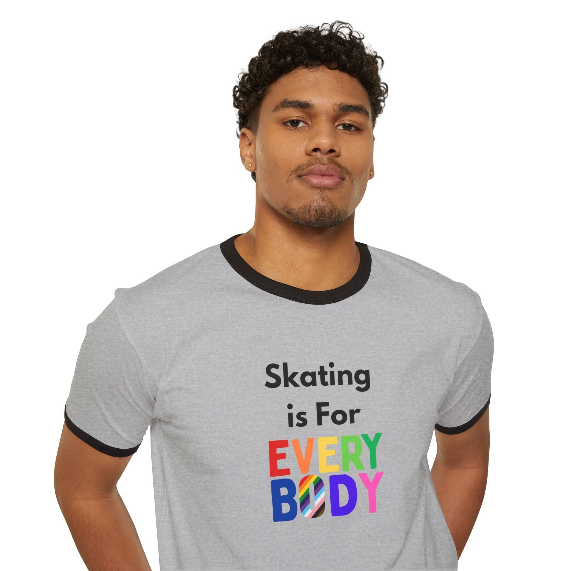 T-Shirt - Skating is For Everybody Unisex Cotton Ringer T-Shirt - Skate of Matter LLC