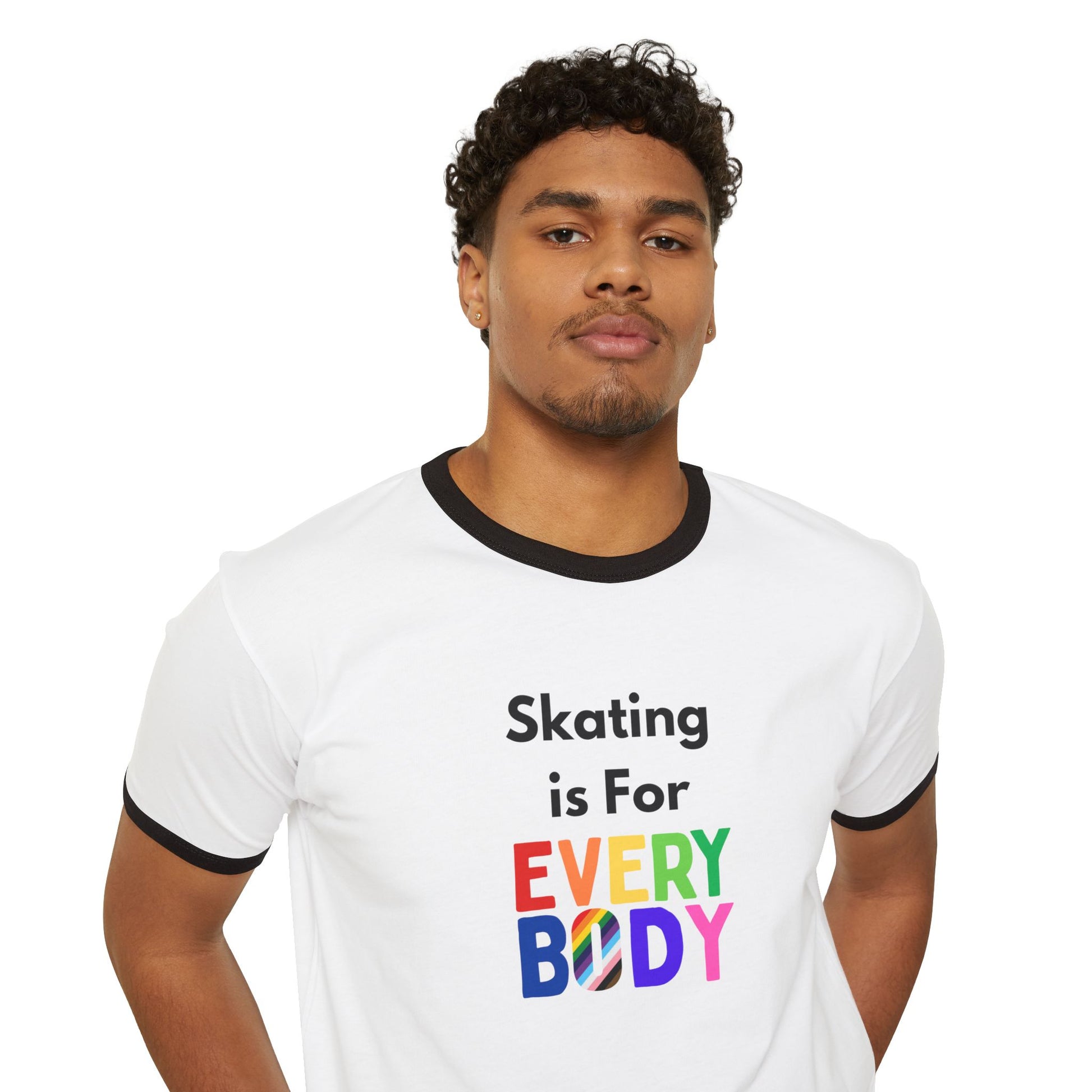 T-Shirt - Skating is For Everybody Unisex Cotton Ringer T-Shirt - Skate of Matter LLC