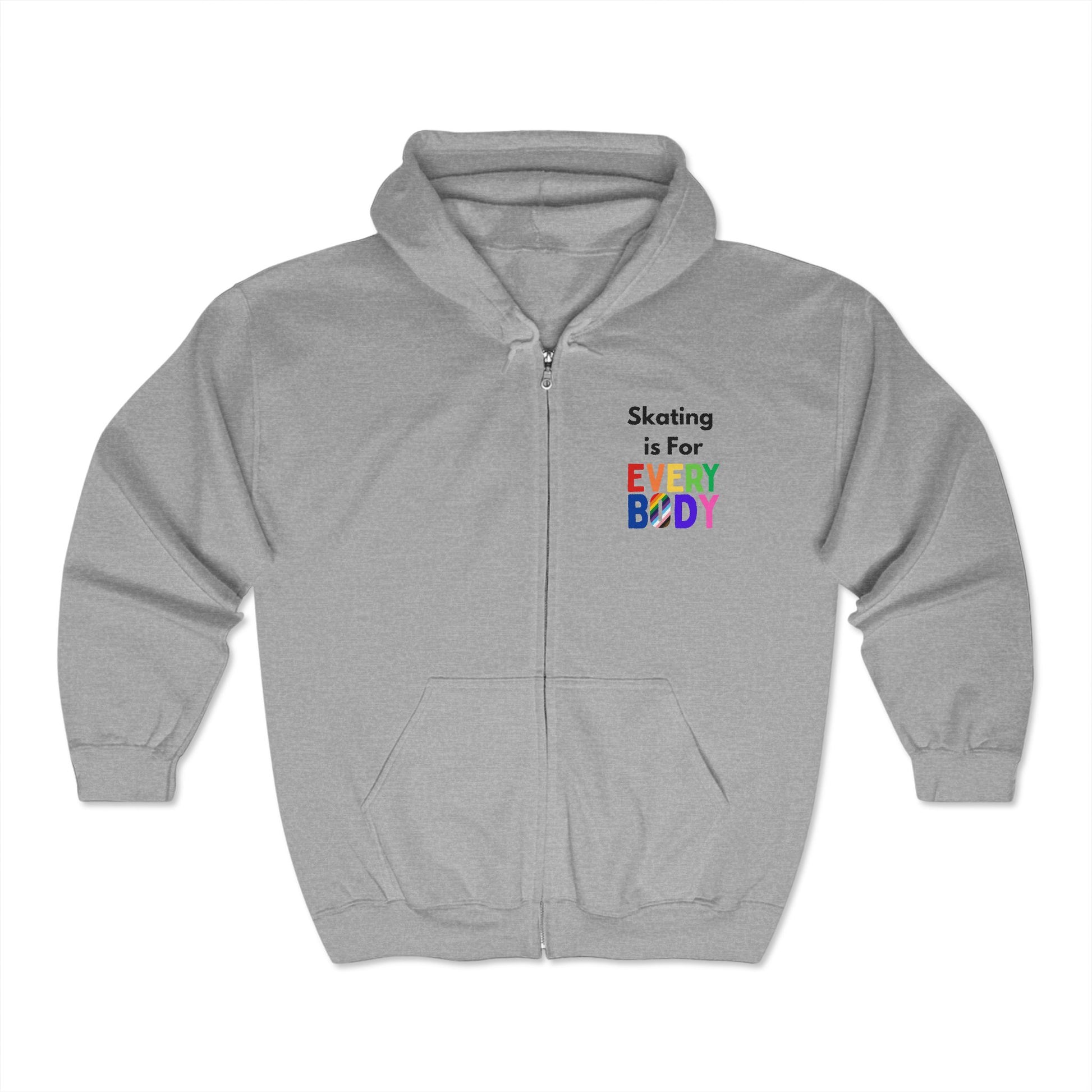 Hoodie - Skating is For Everybody Unisex Zip Hooded Sweatshirt - Skate of Matter LLC