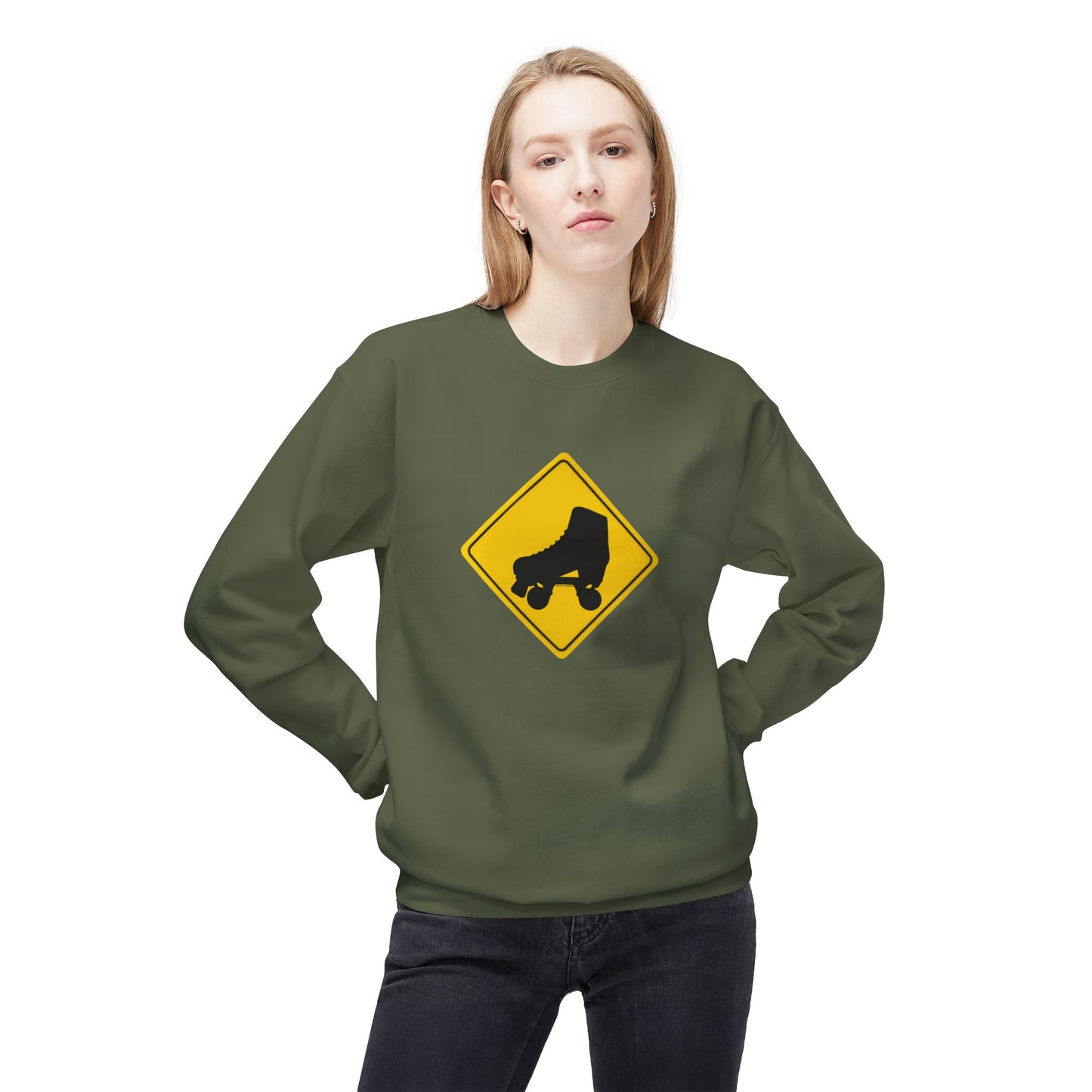 Sweatshirt - Warning Skater Unisex Fleece Crewneck Sweatshirt - Skate of Matter LLC