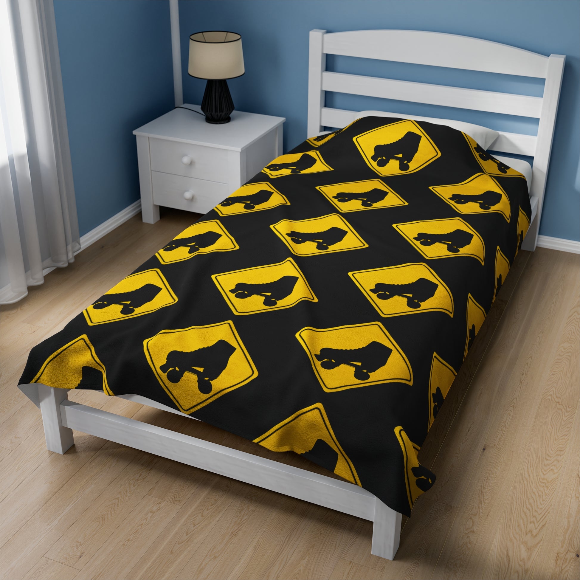 Bedding - Warning Skater Velveteen Plush Blanket - Skate of Matter LLC