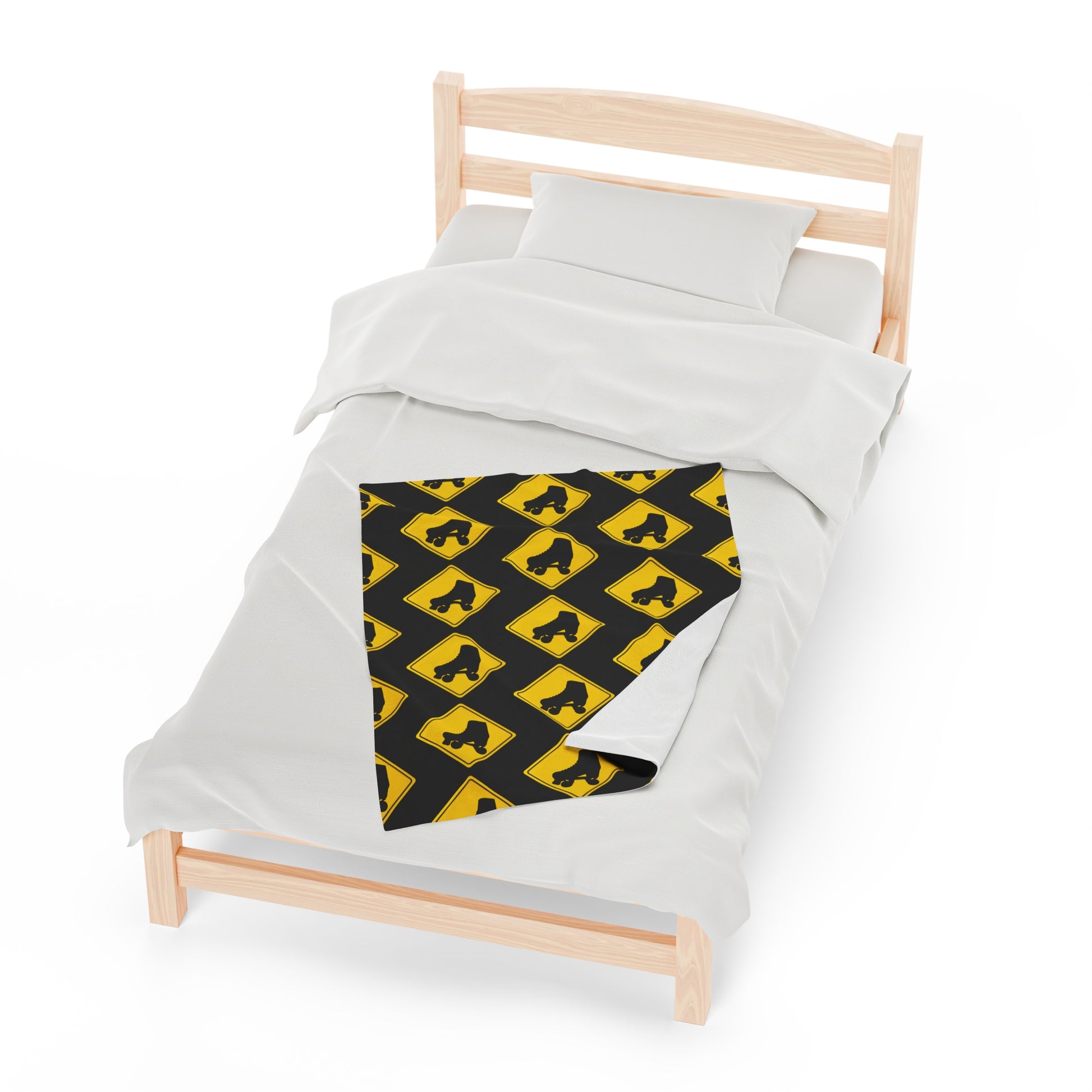 Bedding - Warning Skater Velveteen Plush Blanket - Skate of Matter LLC