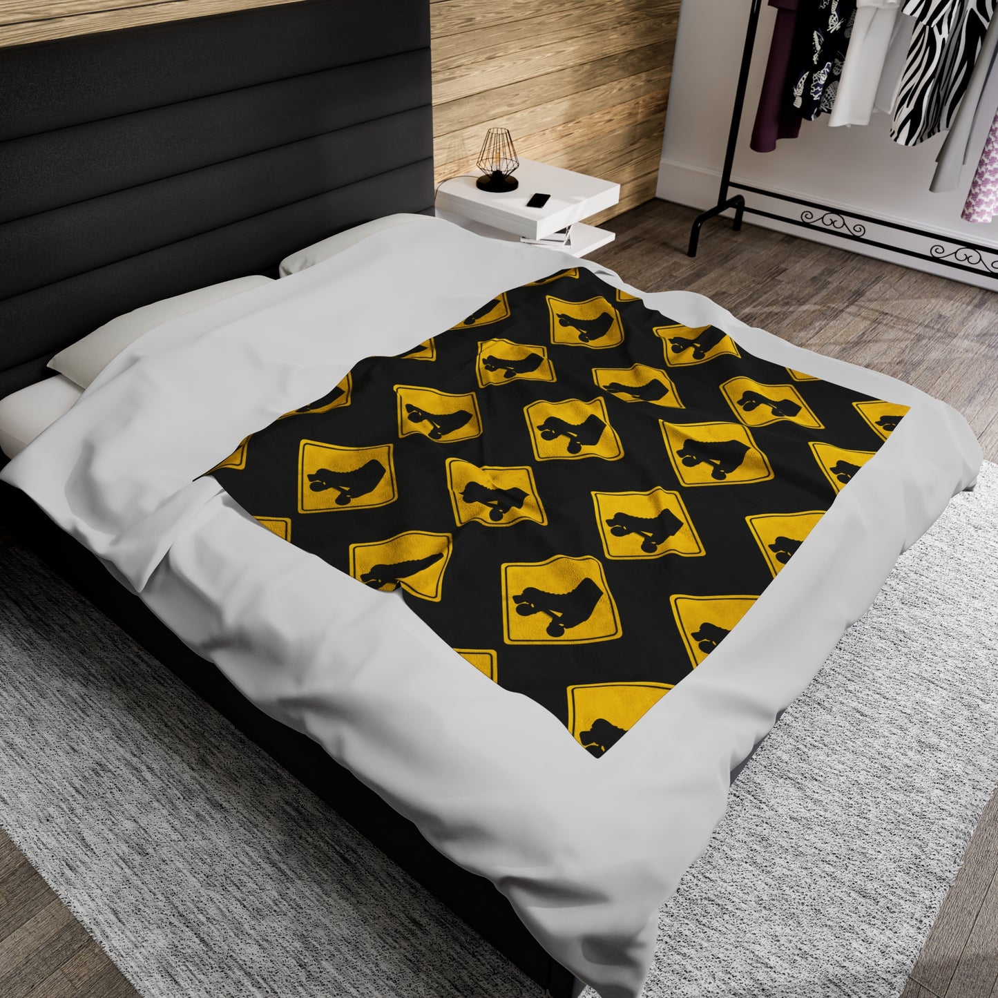 Bedding - Warning Skater Velveteen Plush Blanket - Skate of Matter LLC