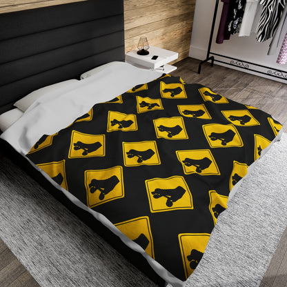 Bedding - Warning Skater Velveteen Plush Blanket - Skate of Matter LLC