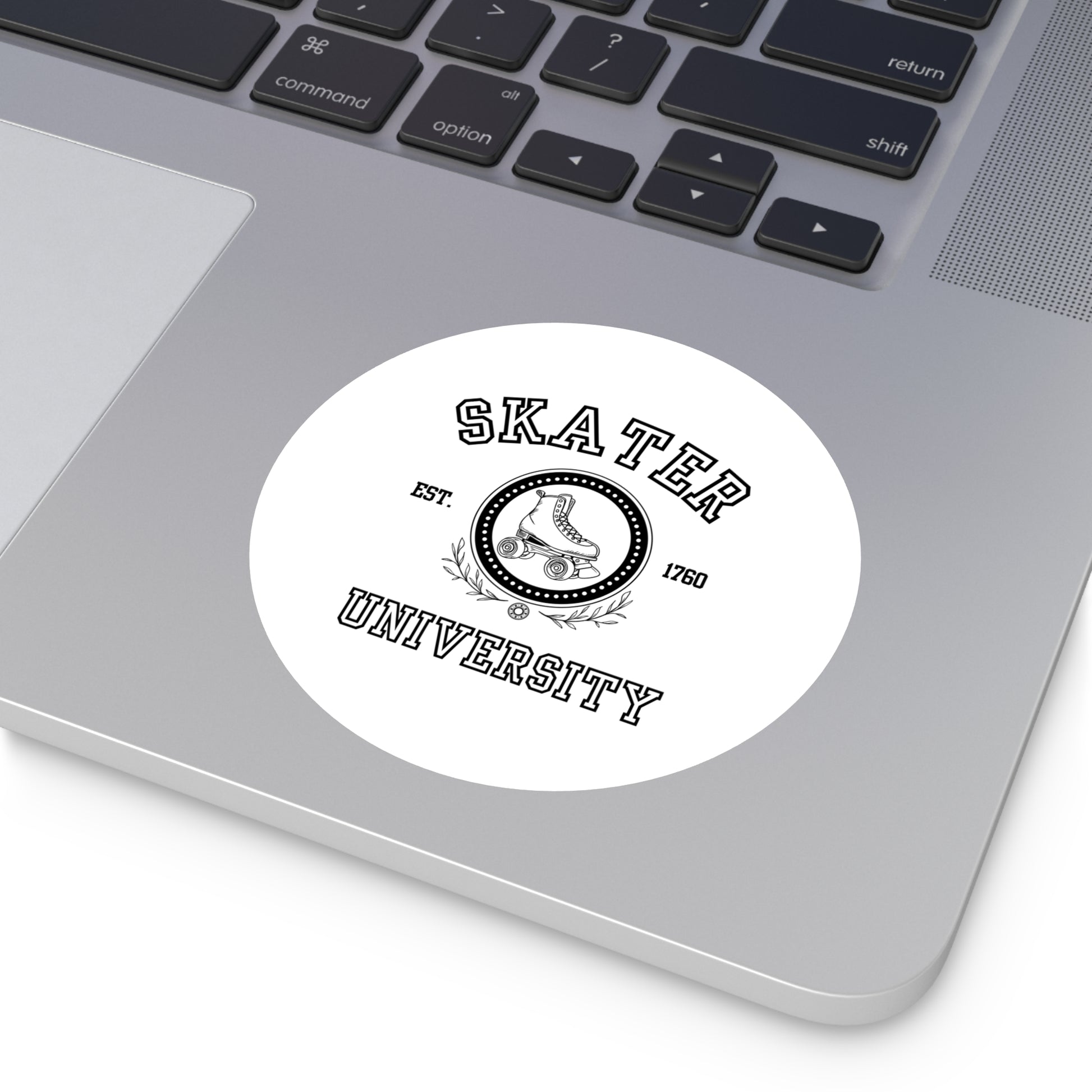 Paper products - White Round Skater University Sticker - Skate of Matter LLC