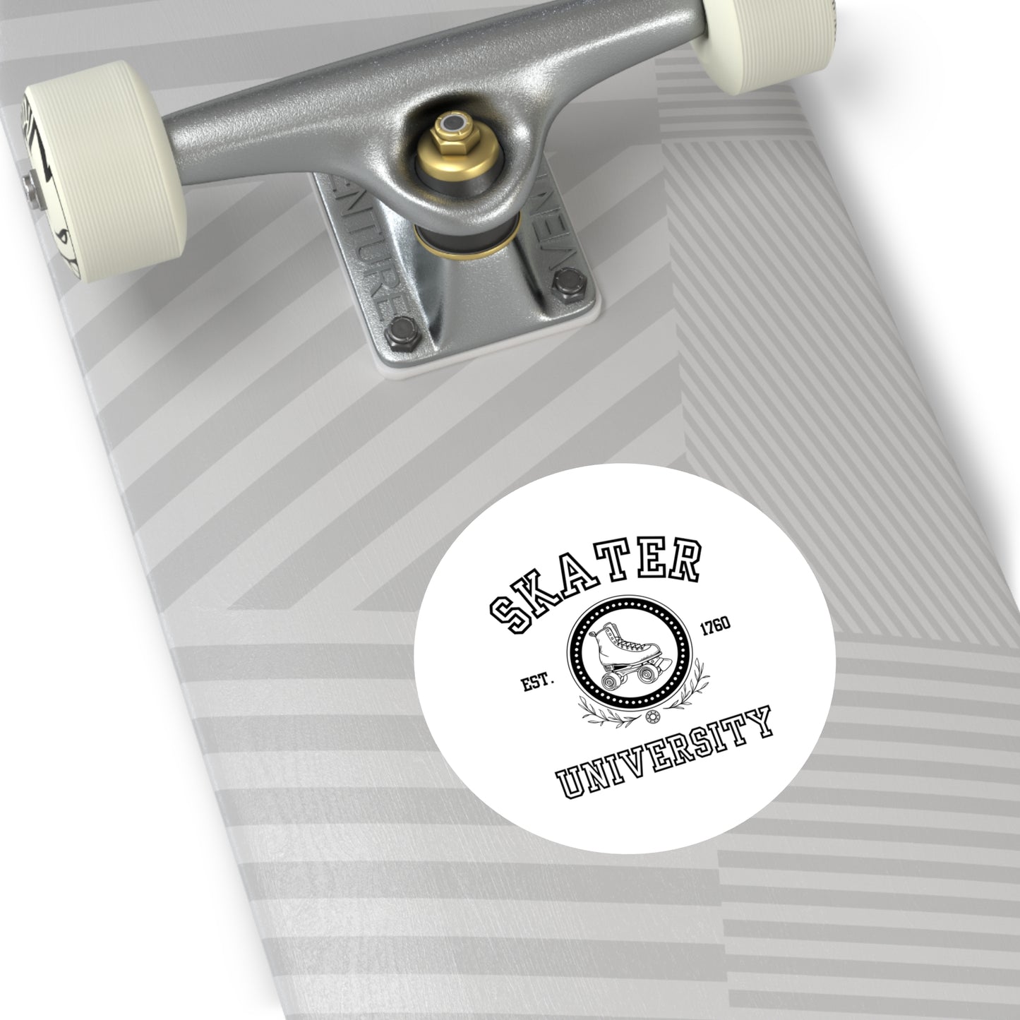 Paper products - White Round Skater University Sticker - Skate of Matter LLC