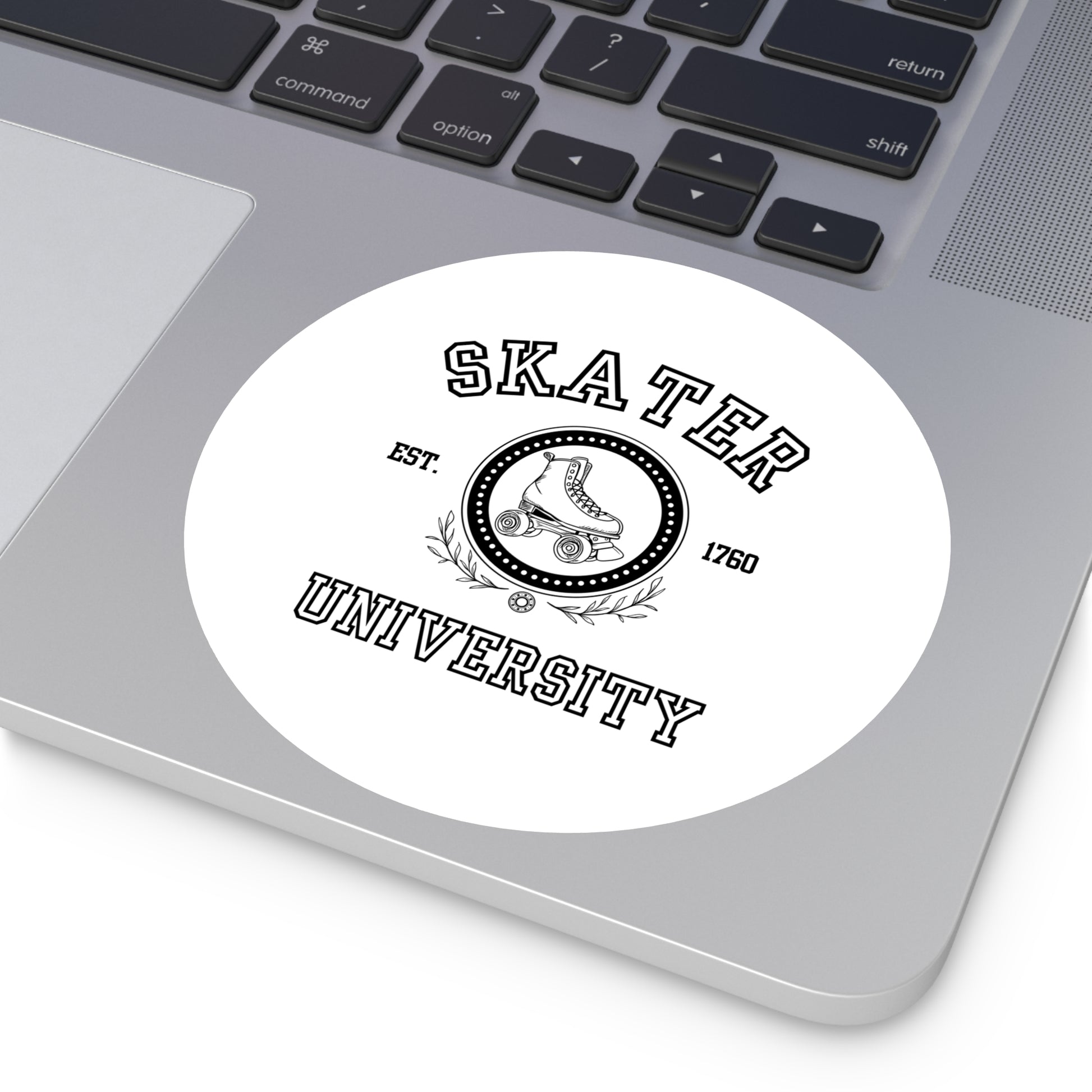 Paper products - White Round Skater University Sticker - Skate of Matter LLC