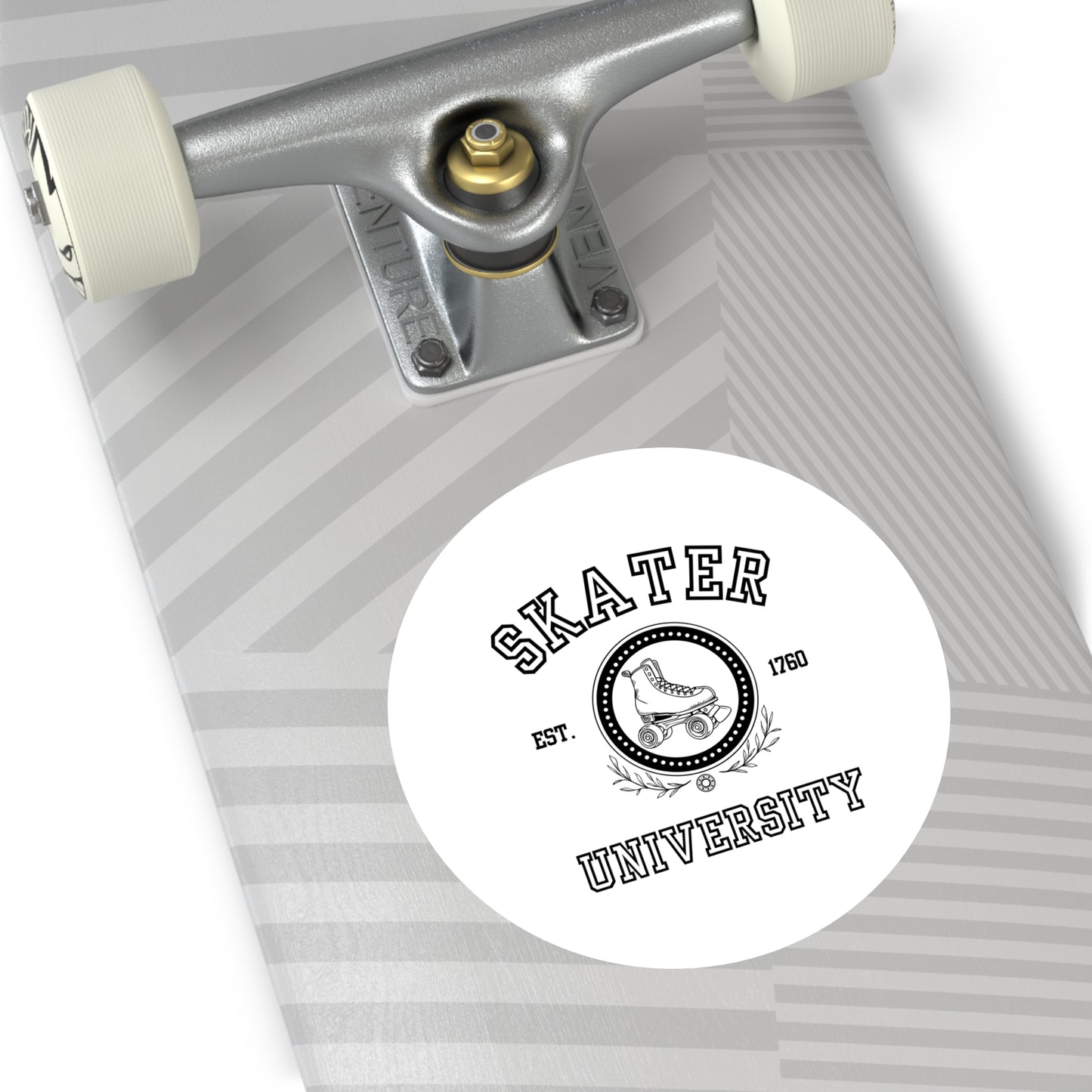 Paper products - White Round Skater University Sticker - Skate of Matter LLC