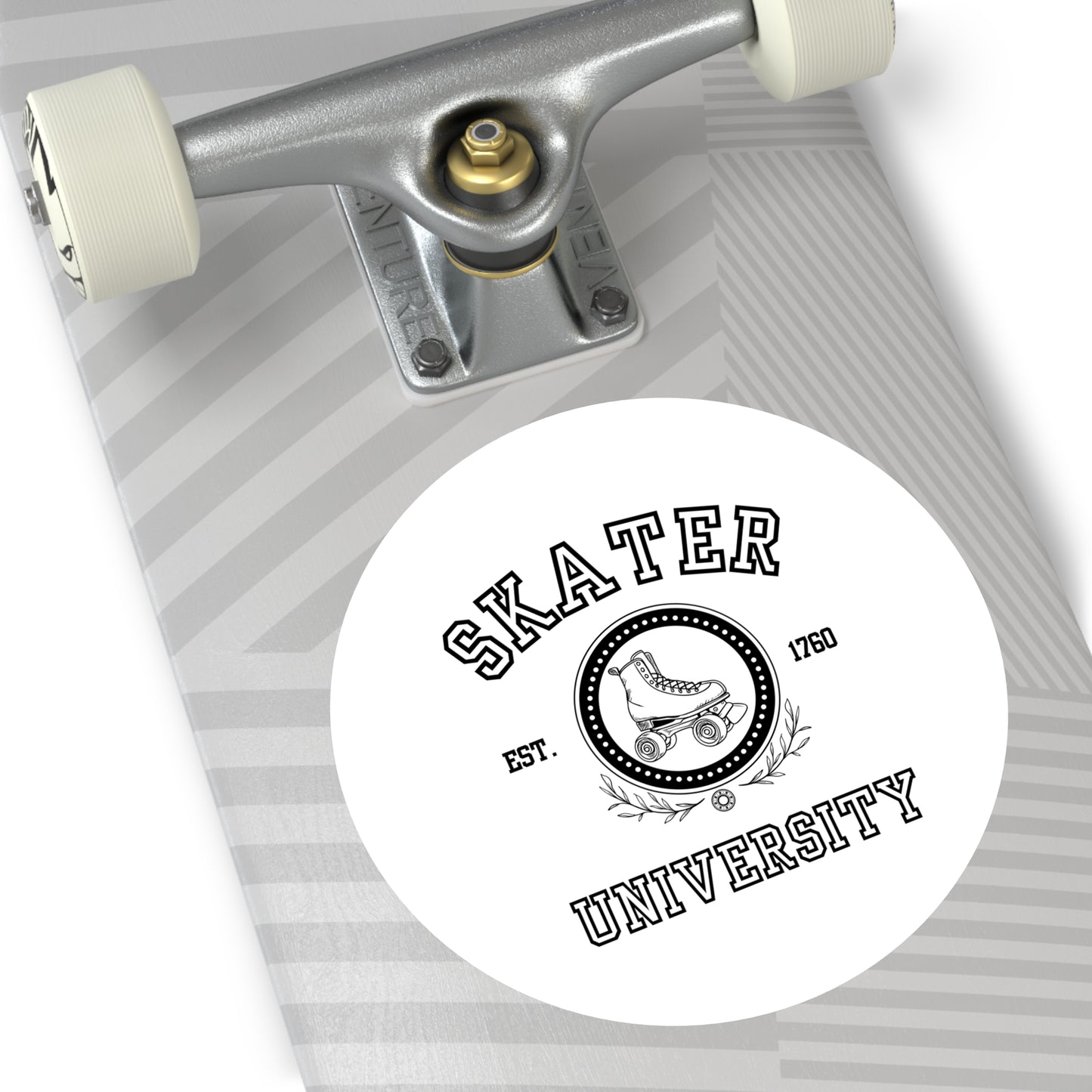 Paper products - White Round Skater University Sticker - Skate of Matter LLC