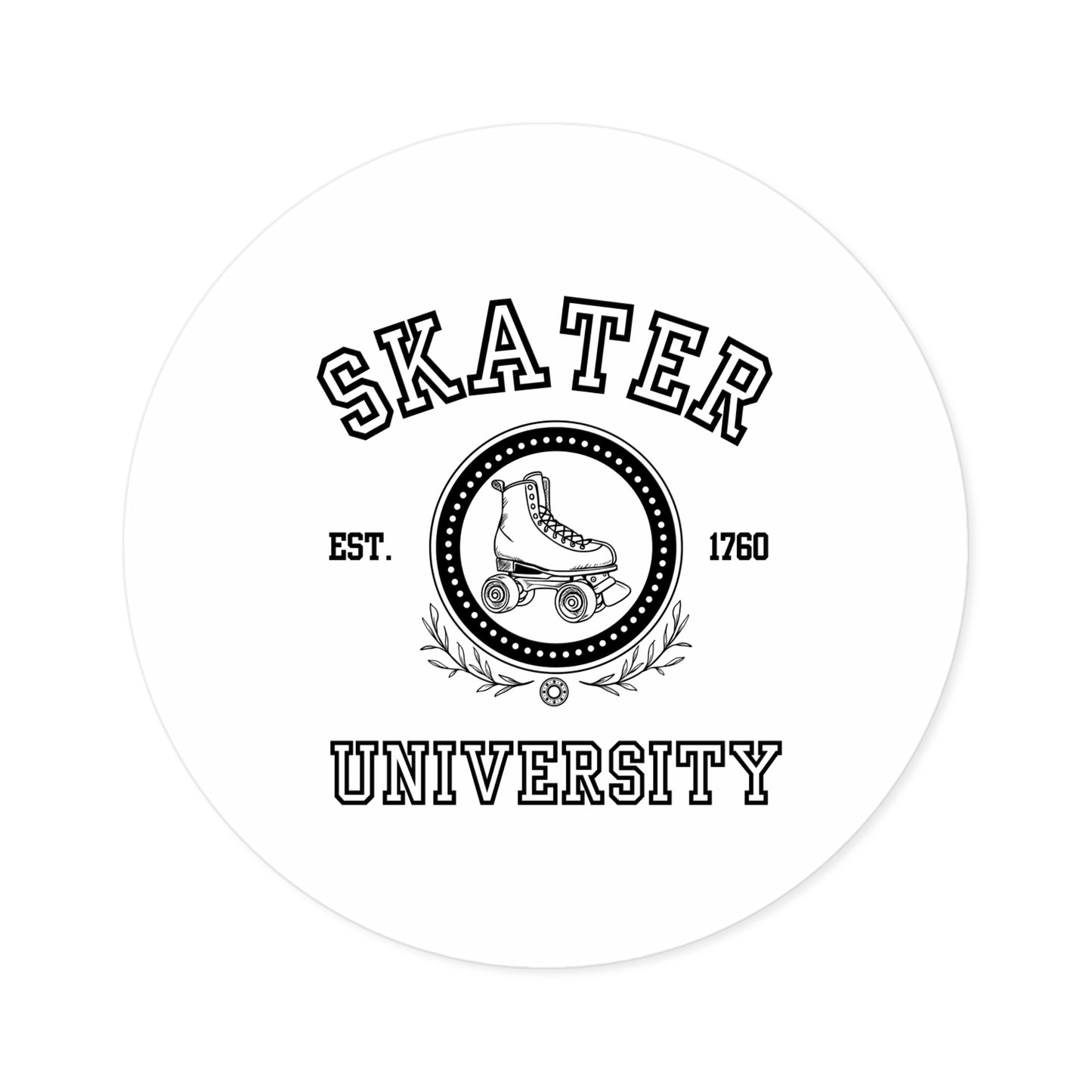 Paper products - White Round Skater University Sticker - Skate of Matter LLC