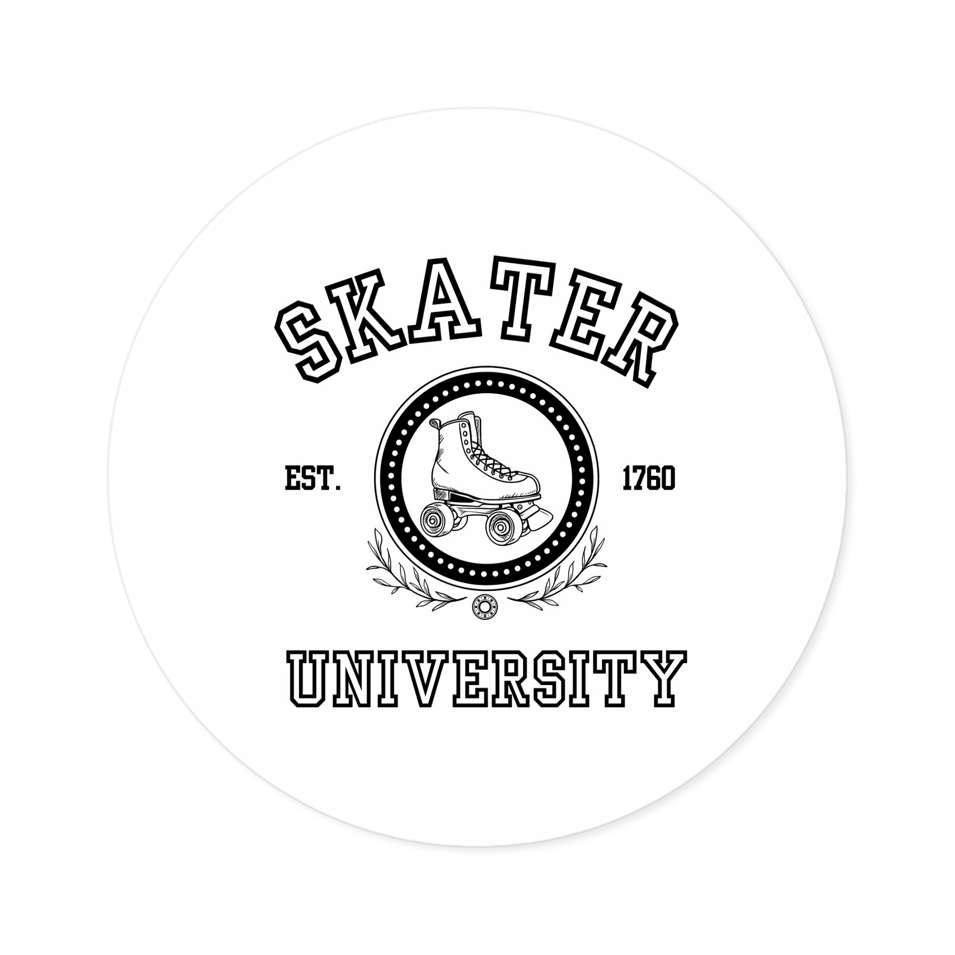 Paper products - White Round Skater University Sticker - Skate of Matter LLC