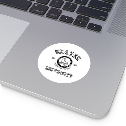 Paper products - White Round Skater University Sticker - Skate of Matter LLC