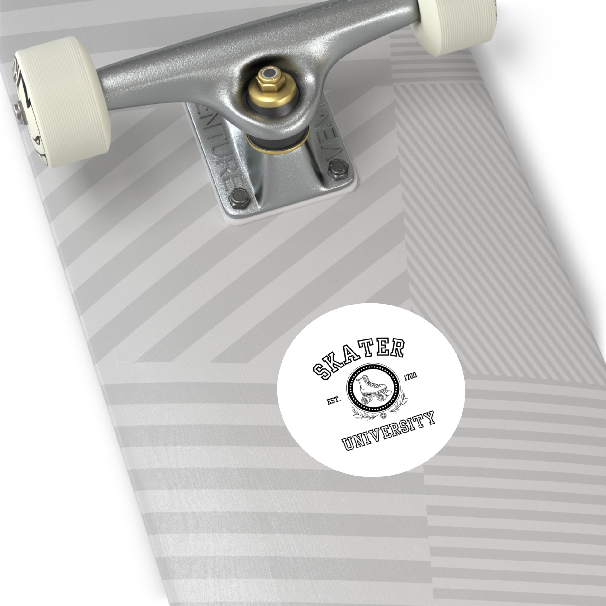 Paper products - White Round Skater University Sticker - Skate of Matter LLC