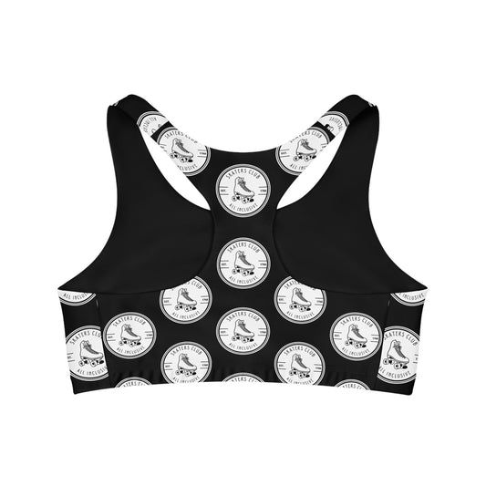 Sports Bra - White Round Skaters Club Seamless Sports Bra - Skate of Matter LLC