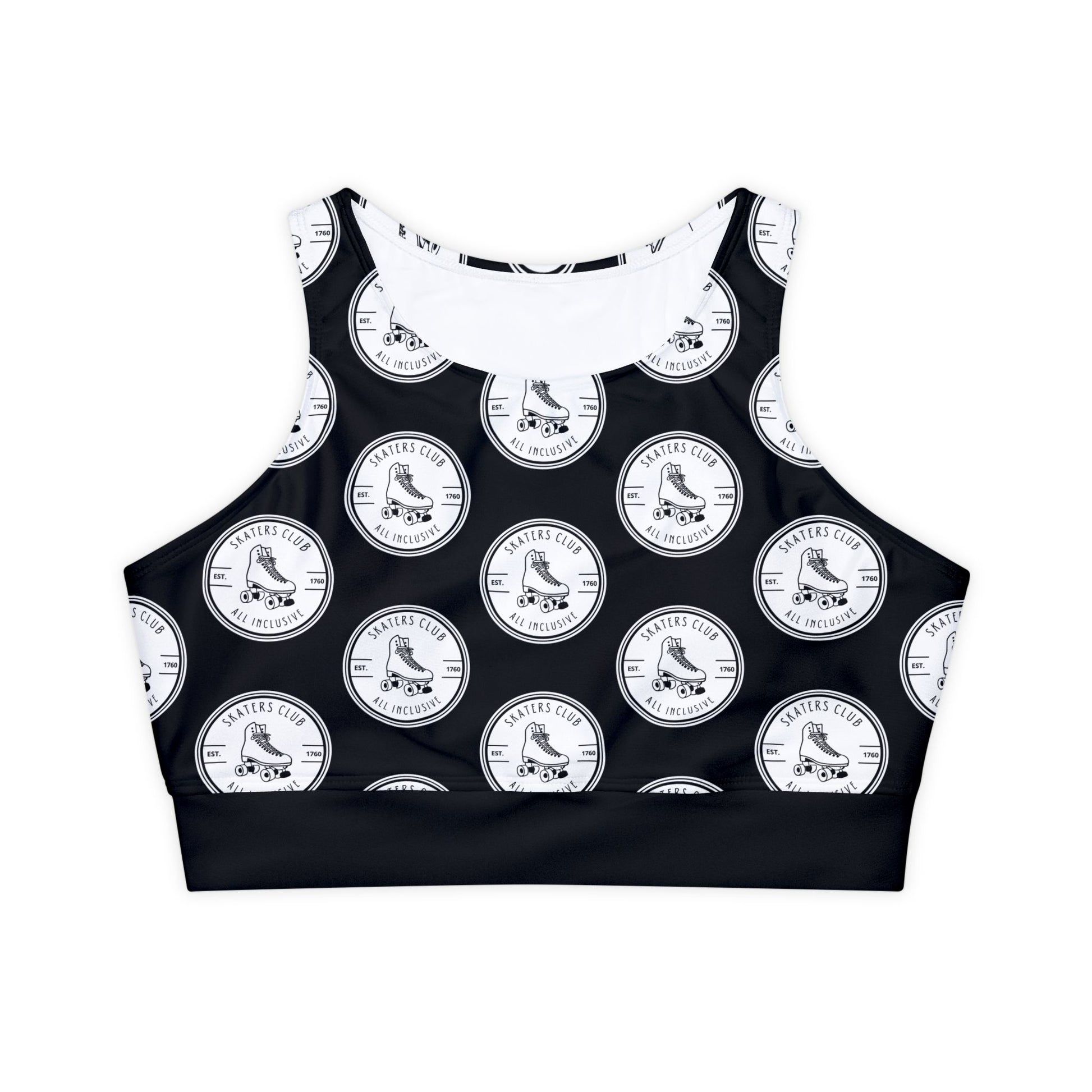 Sports Bra - White Round Skaters Club Sports Bra - Skate of Matter LLC