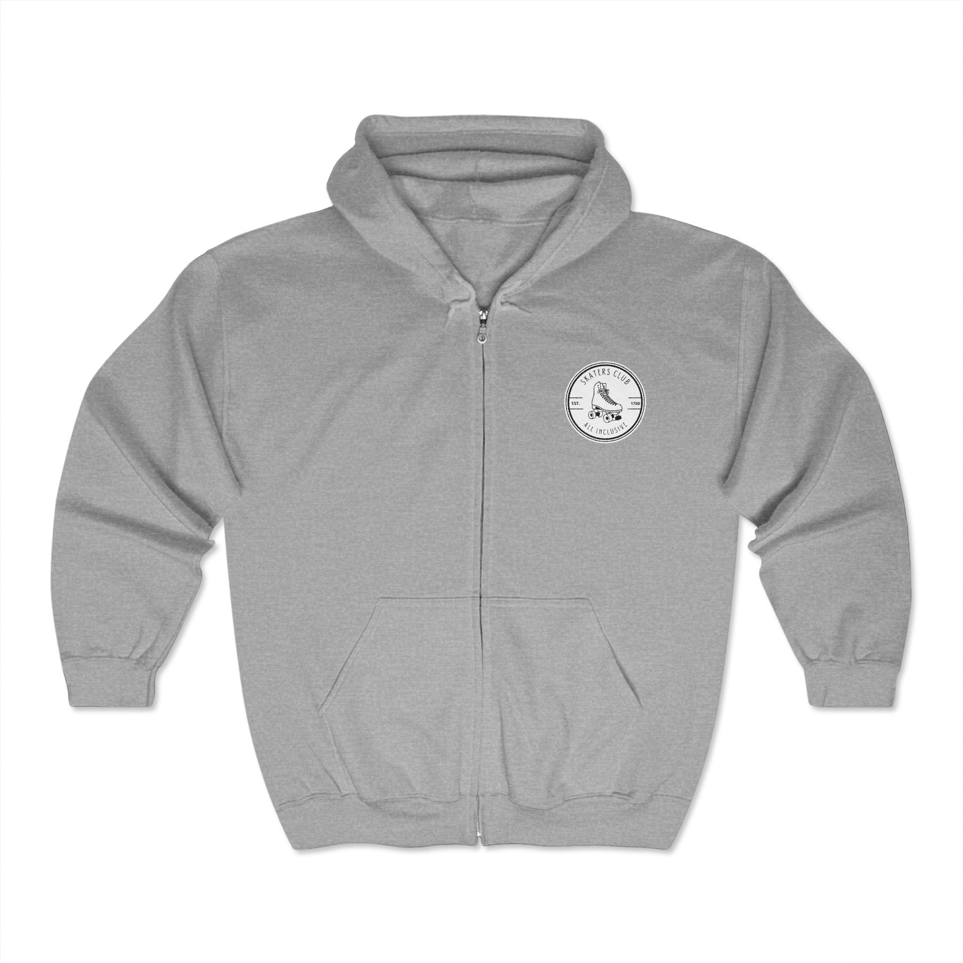 Hoodie - White Round Skaters Club Unisex Zip Hooded Sweatshirt - Skate of Matter LLC